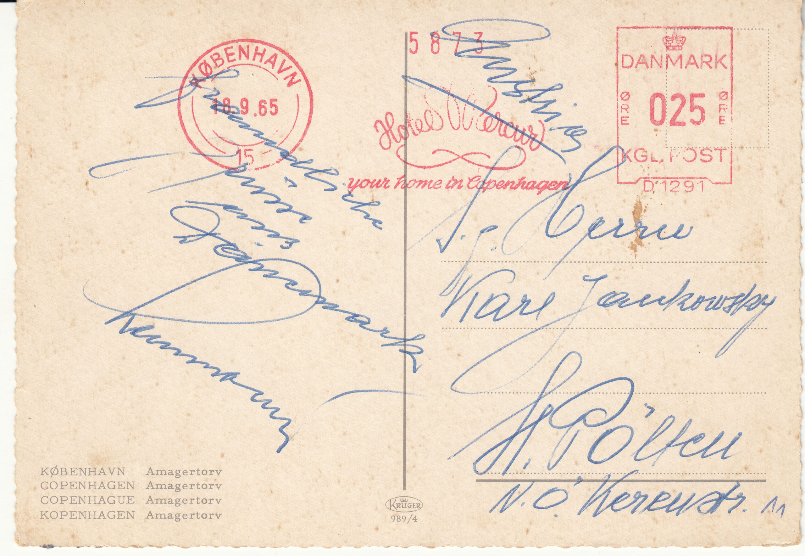 0.989- 4 Krüger Postcard Denmark Copenhagen_0001