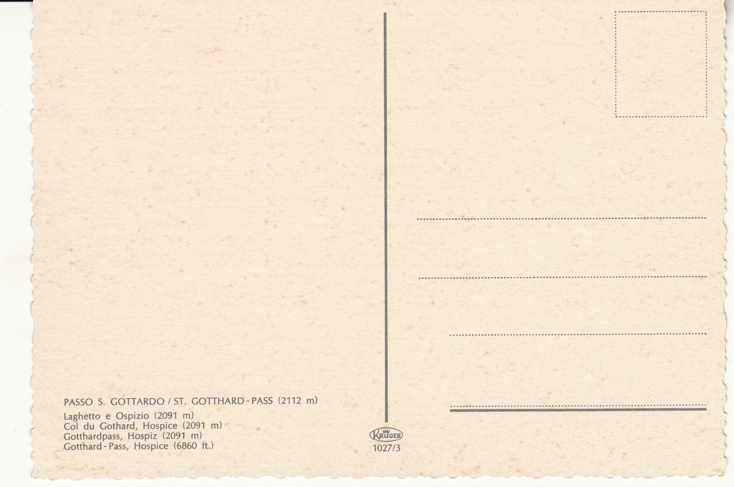 1.027S- 3 Kruger Postcard Switzerland St. Gotthard-Pass_0001
