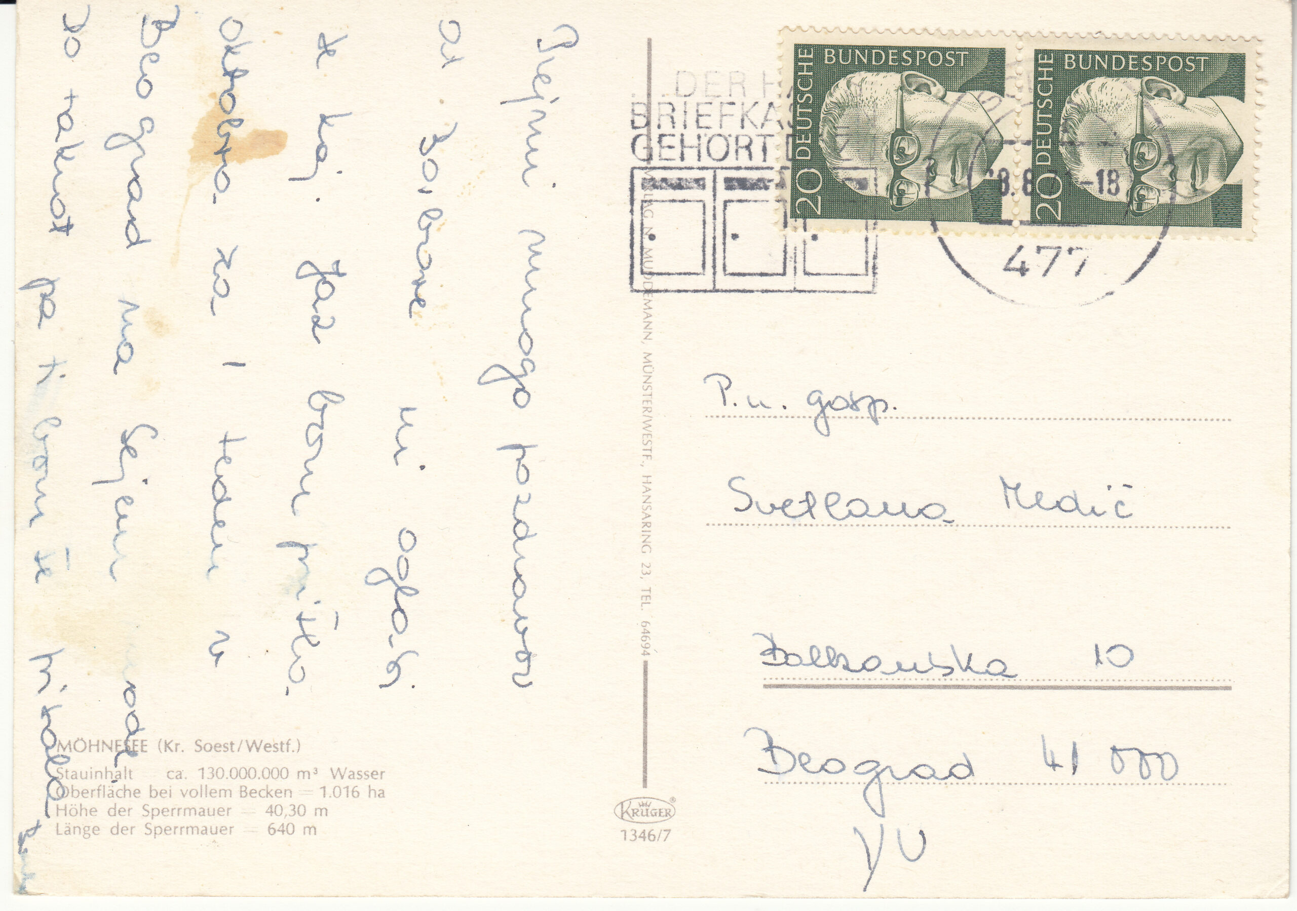 1.346- 7 Krüger Postcard Germany Möhnesee_0001
