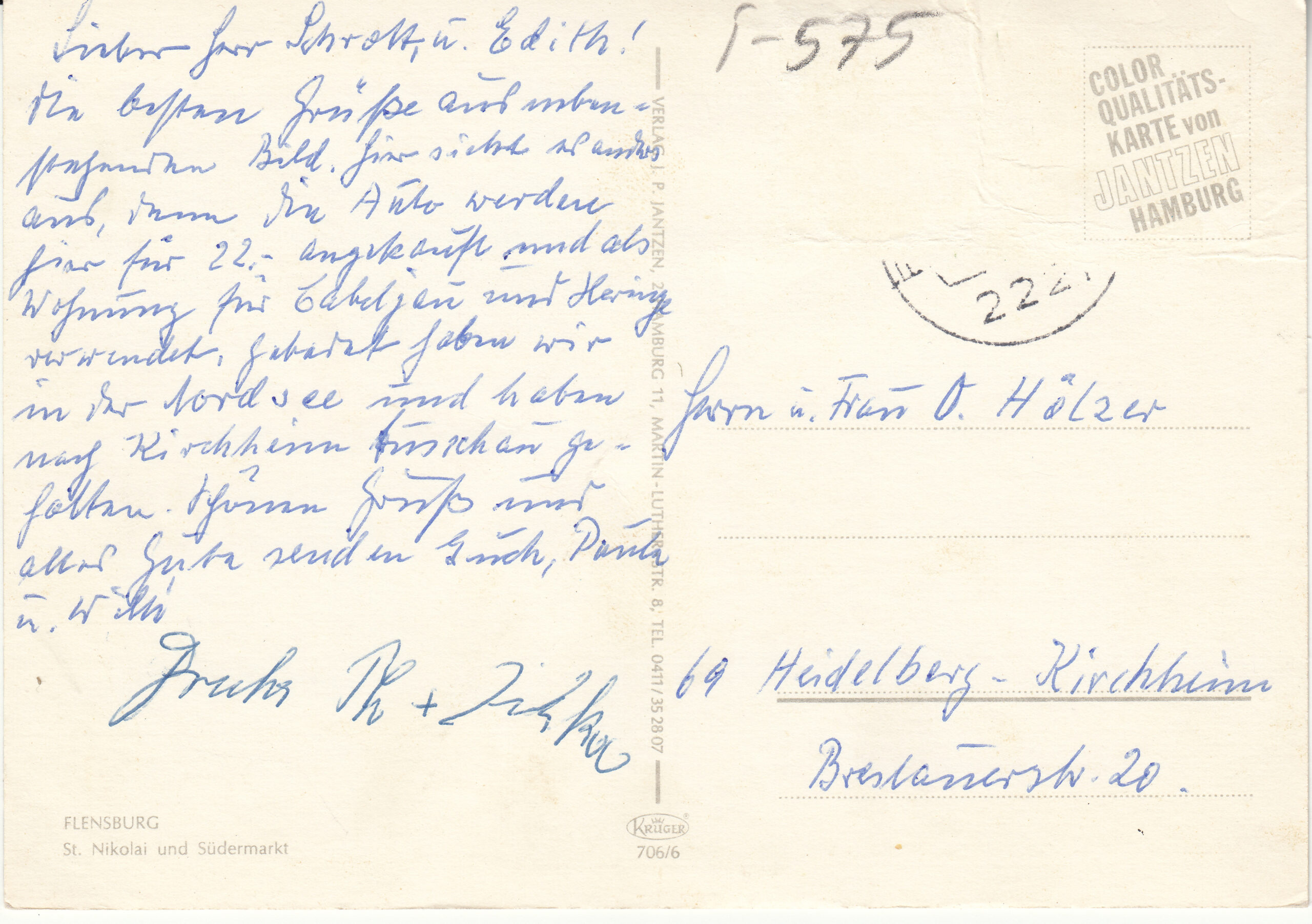 0.706- 6 Krüger Postcard Germany Flensburg_0001