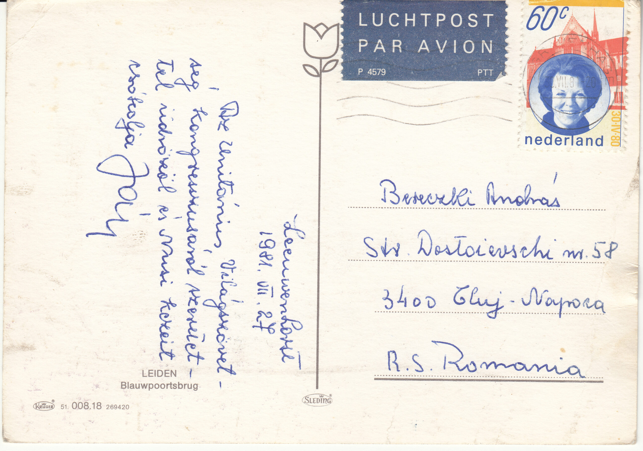 1.008- 18.51 Krüger Postcard Netherlands-Holland Leiden_0001