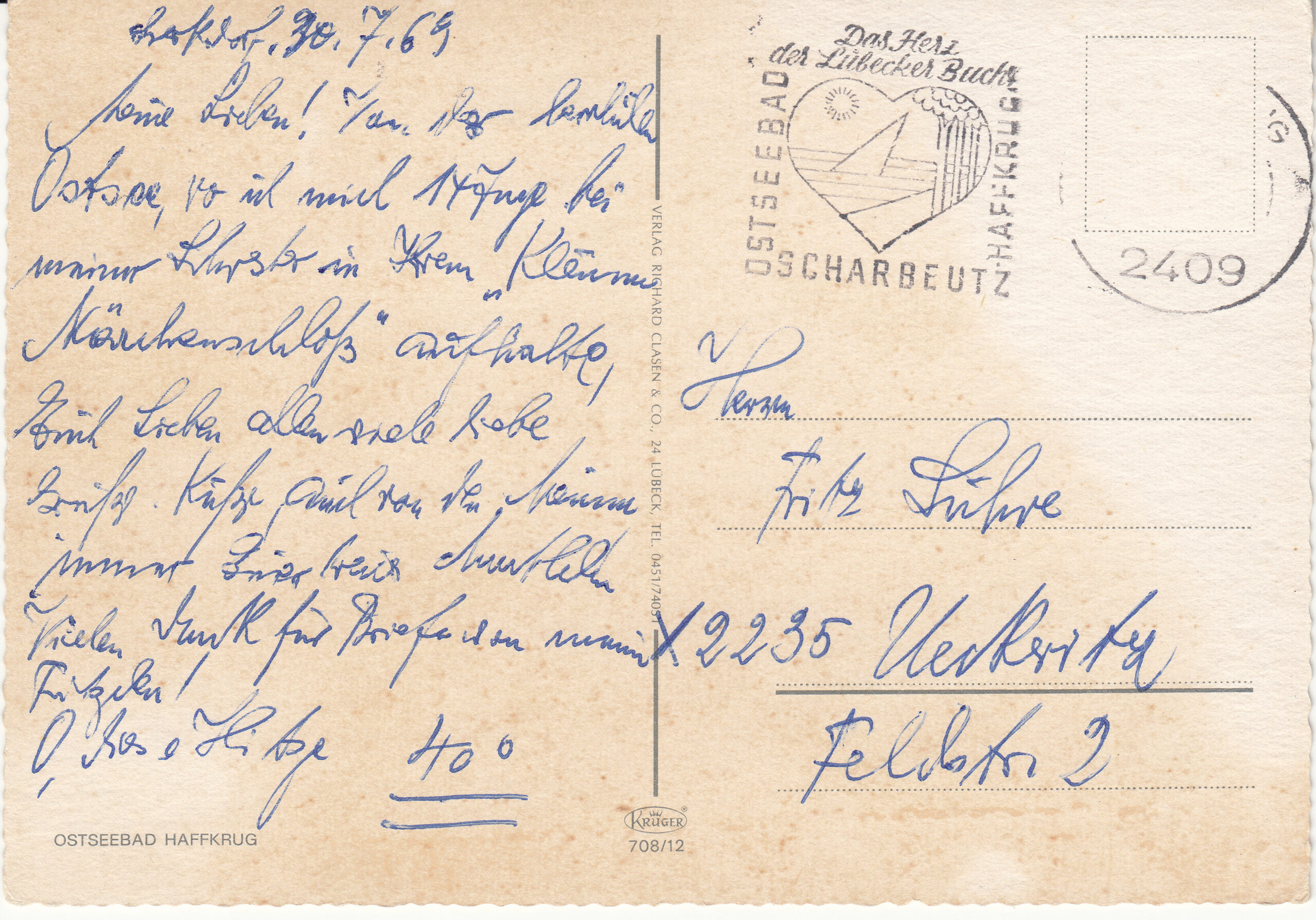 0.708- 12 Krüger Postcard Germany Haffkrug_0001