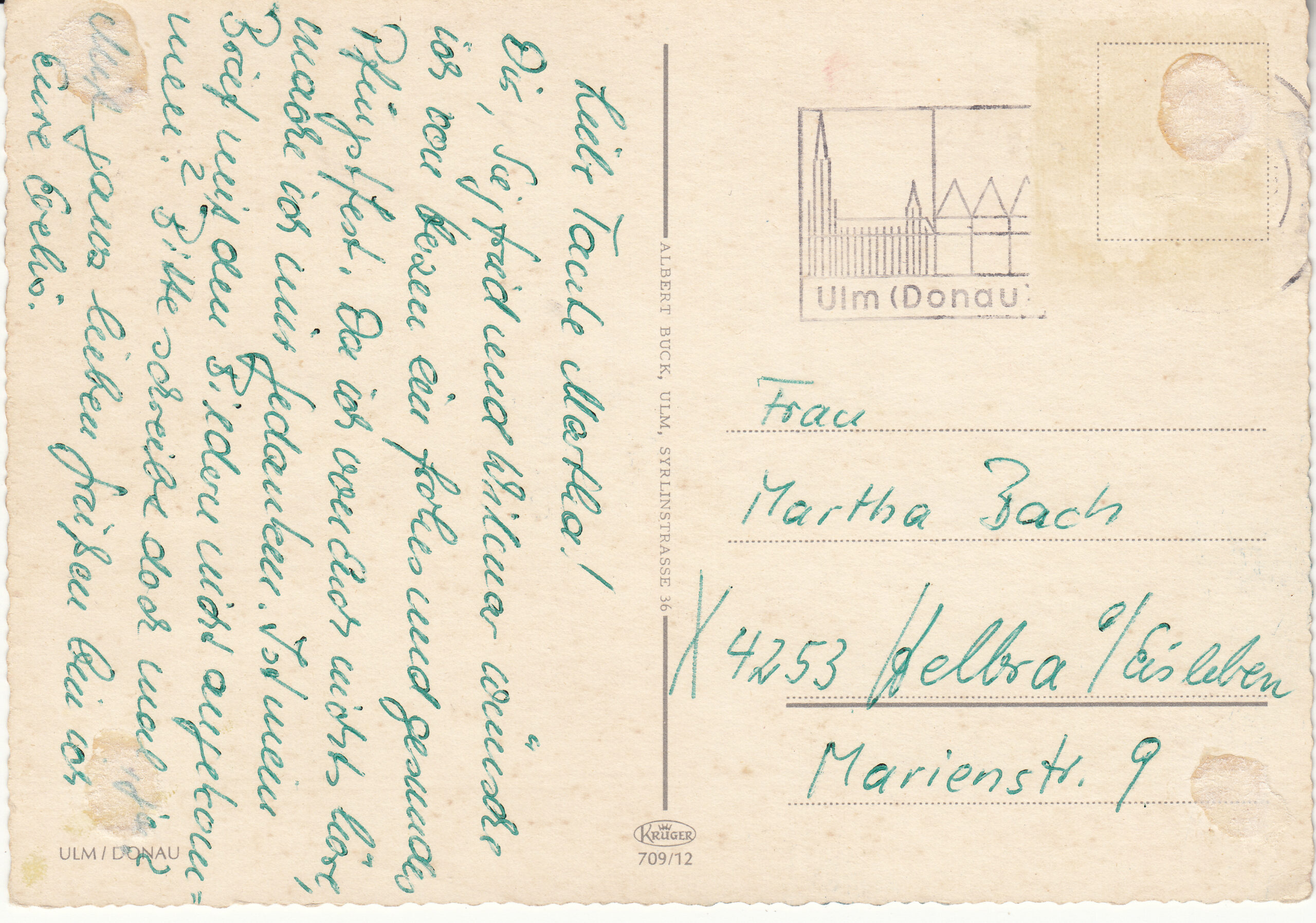 0.709- 12 Krüger Postcard Germany Ulm_0001