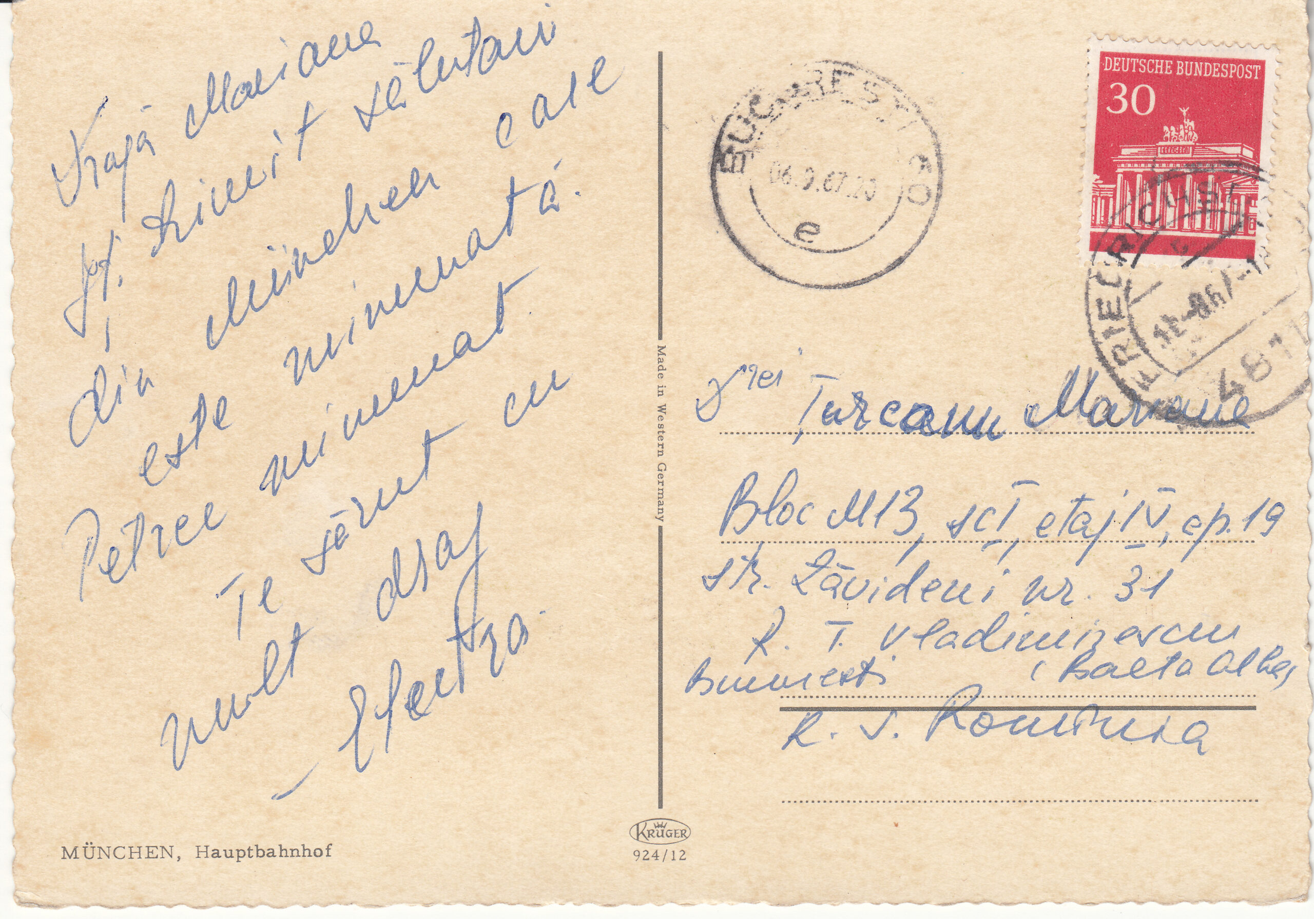0.924- 12 Kruger Postcard Germany München_0001