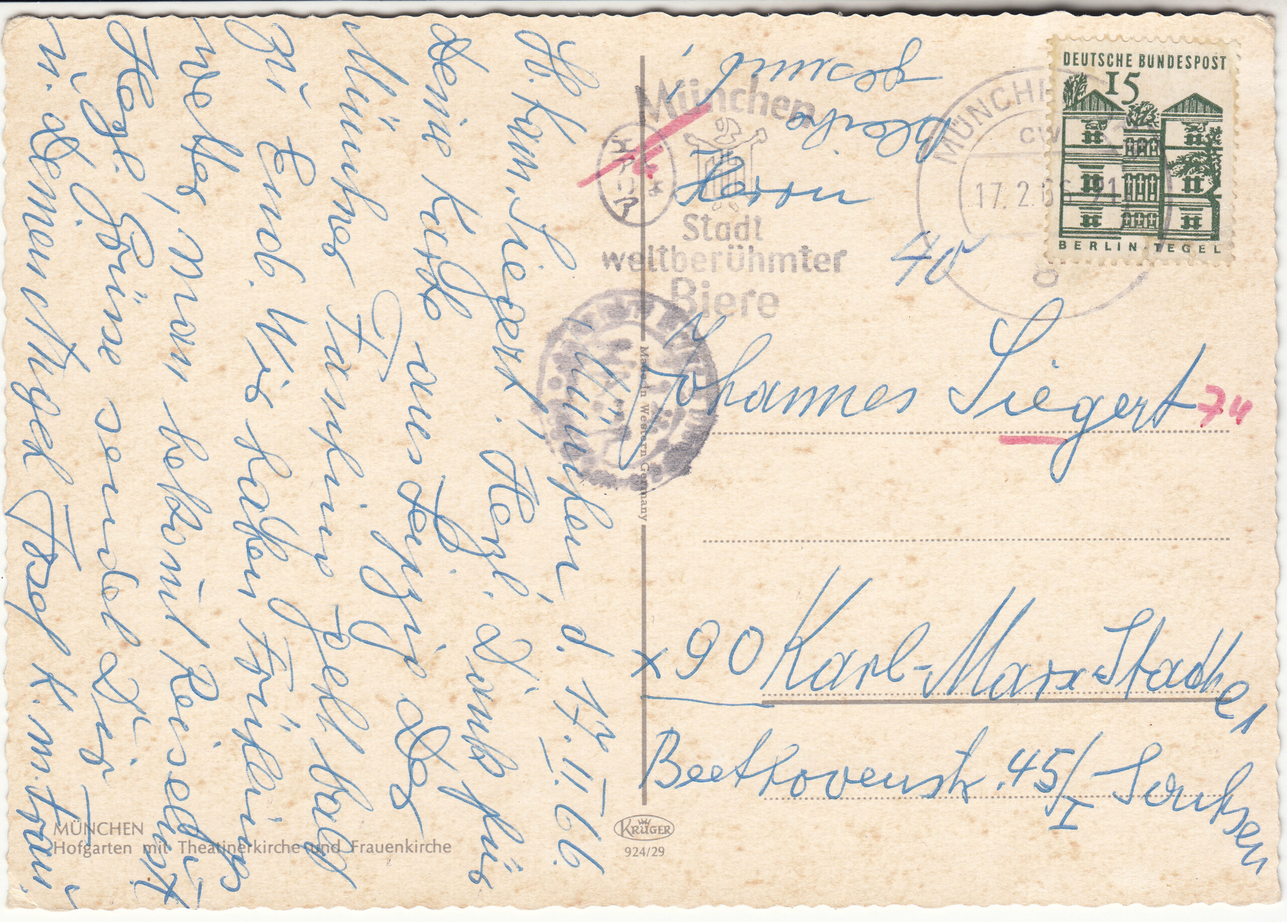 0.924- 29 Kruger Postcard Germany Munchen_0001