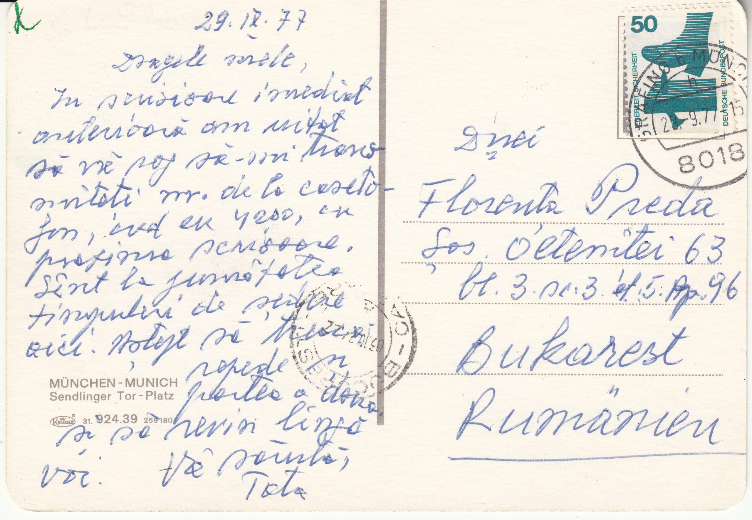 0.924- 39.31 Kruger Postcard Germany Munchen_0001