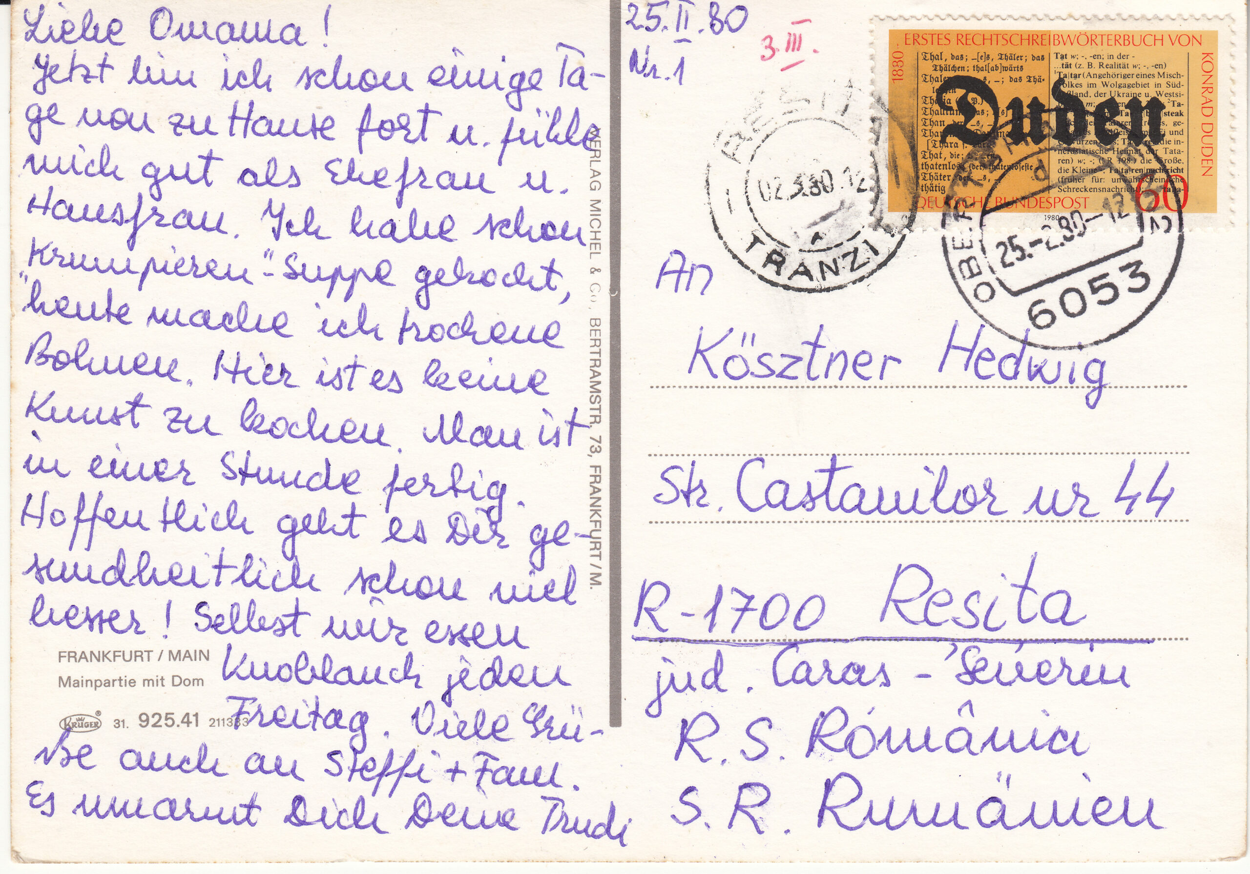 0.925- 41.31 Krüger Postcard Germany Frankfurt_0001