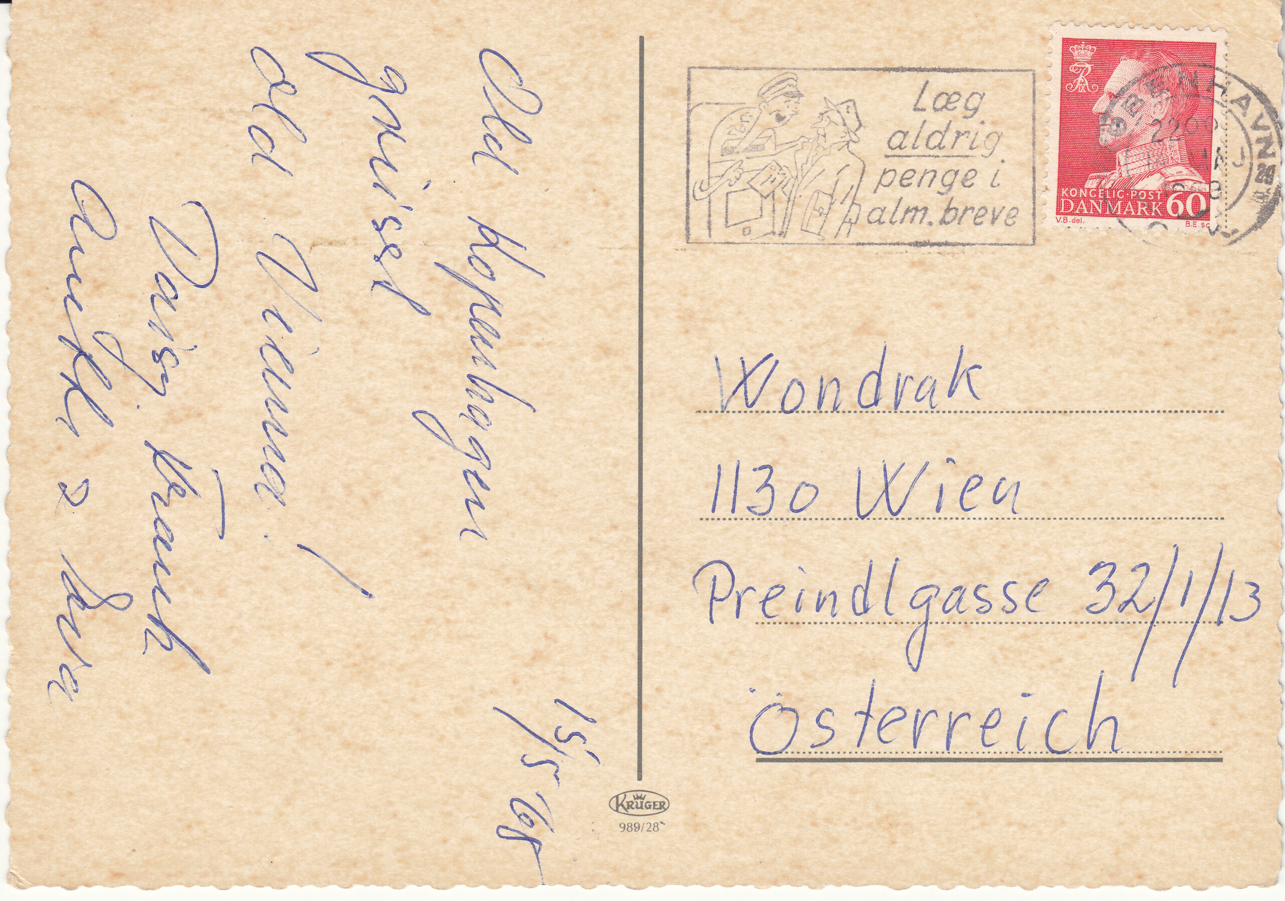0.989- 28 Krüger Postcard Denmark Copenhagen_0001