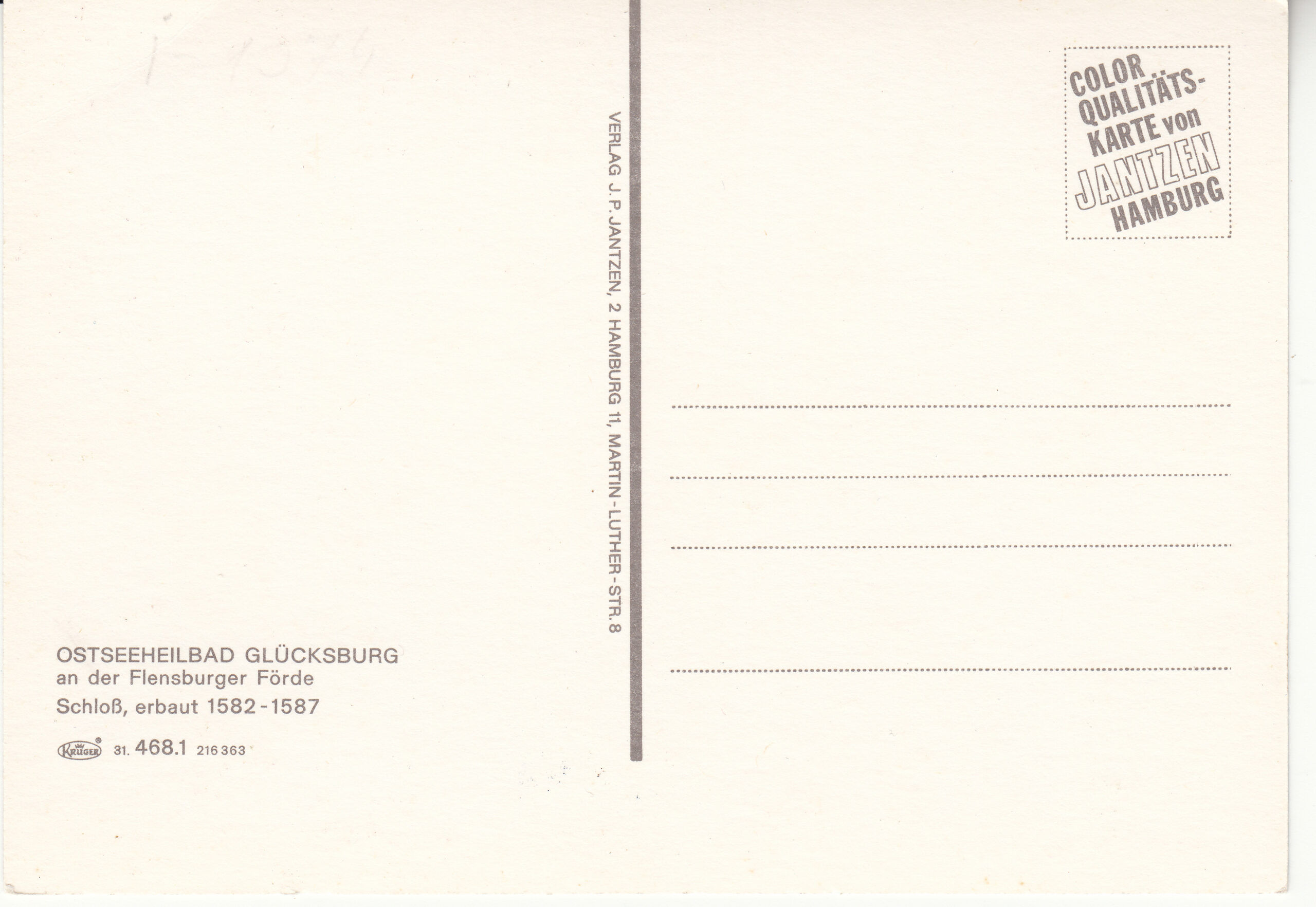 1.468- 1.31 Krüger Postcard Germany Glücksburg_0001