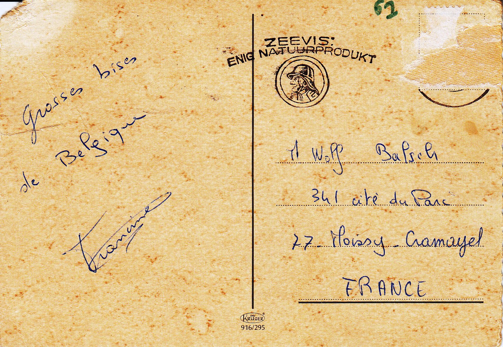 0.916-295 Krüger Postcard Belgium_0001