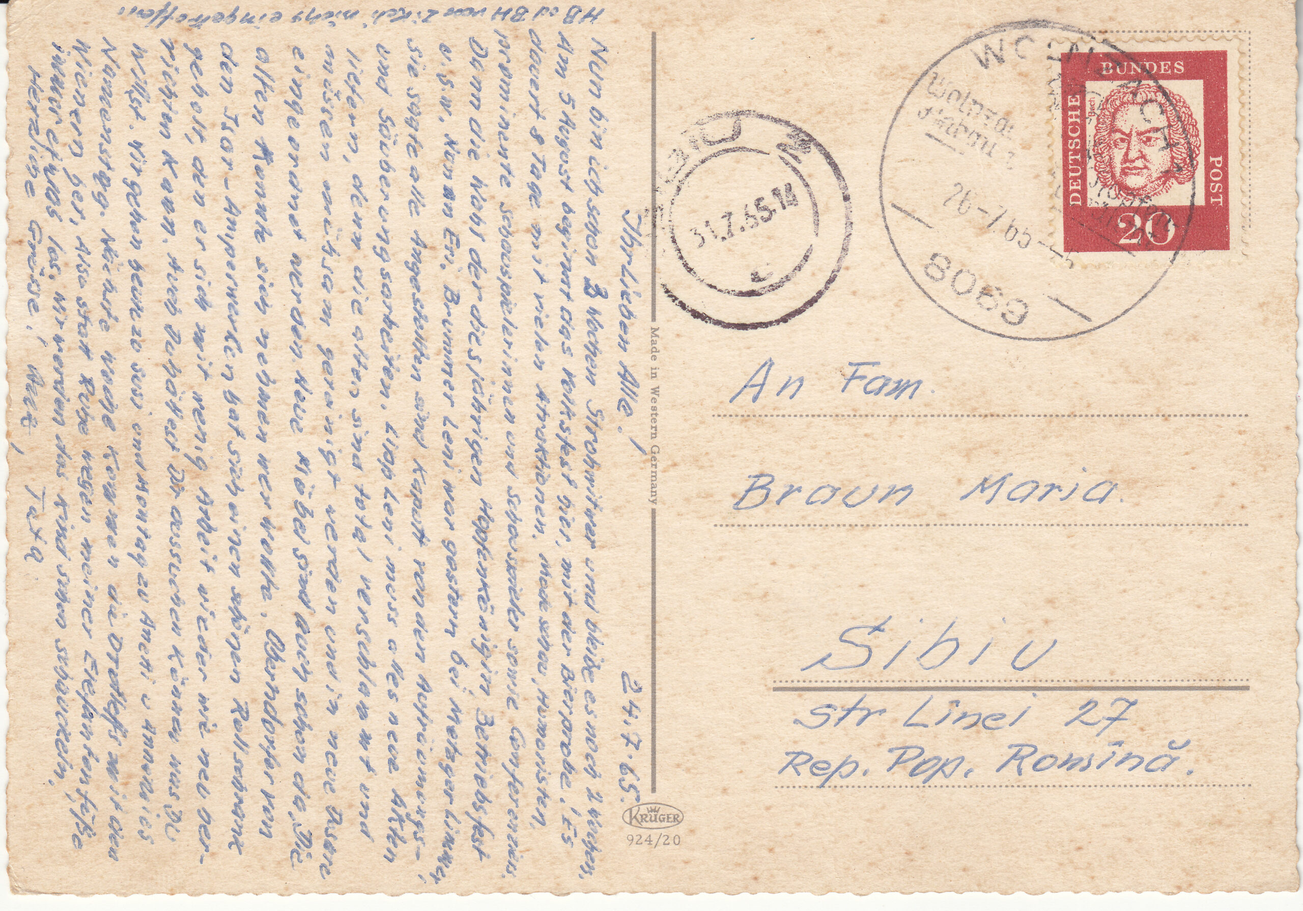 0.924- 20 Krüger Postcard Germany München_0001