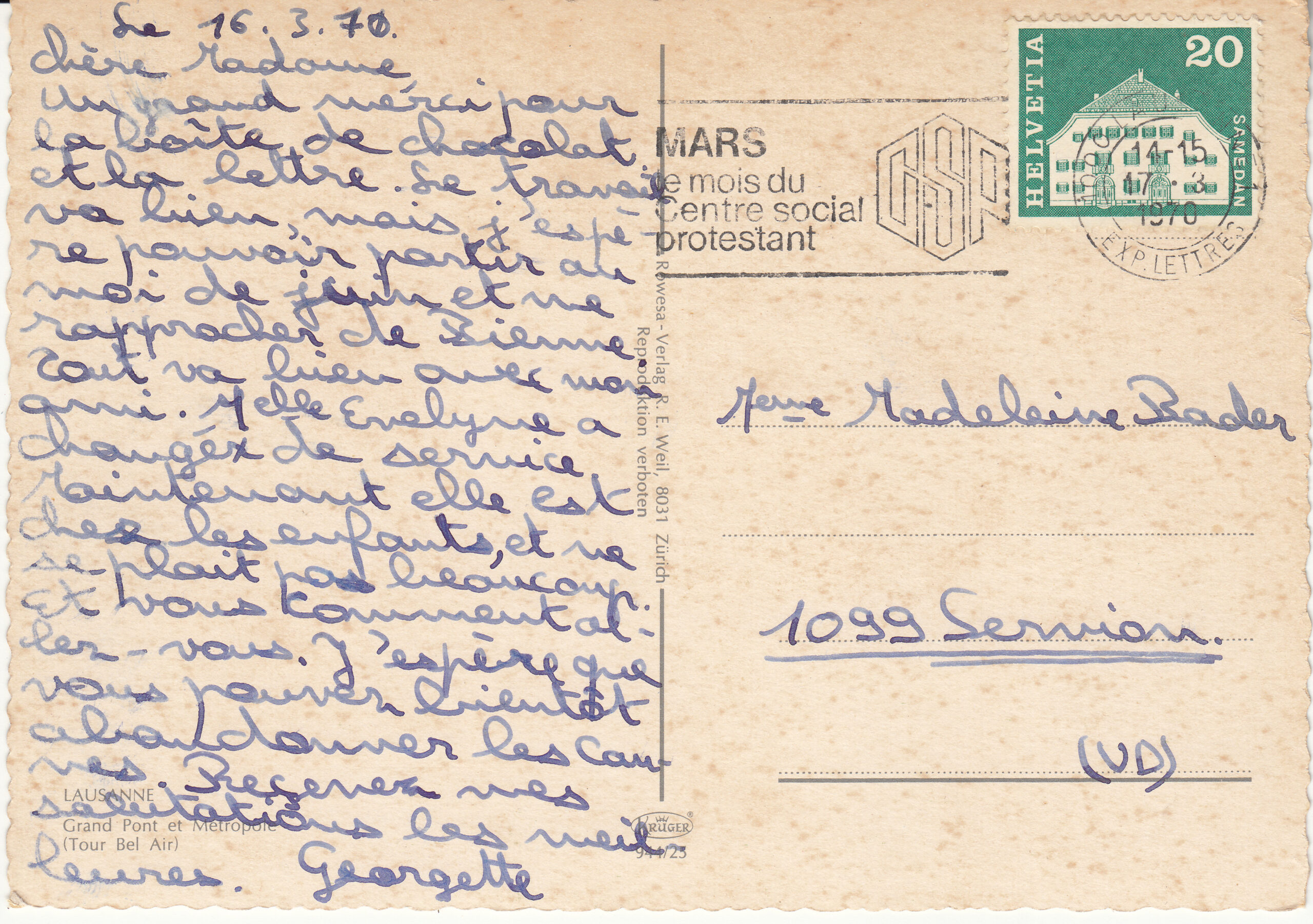 0.944S- 25 Krüger Postcard Switzerland Lausanne_0001