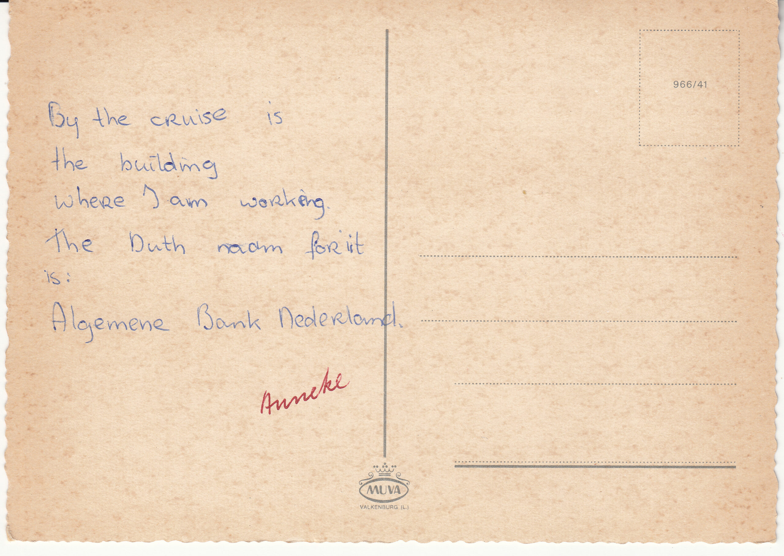 0.966- 41 MUVA Postcard Holland S. Gravenhage_0001