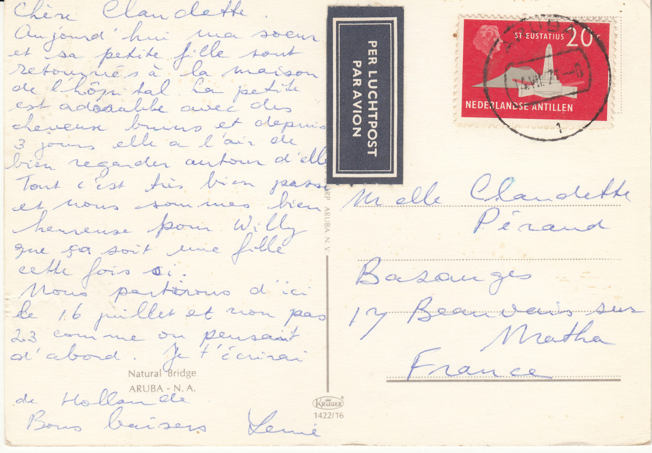 1.422- 16 Krüger Postcard Aruba_0001