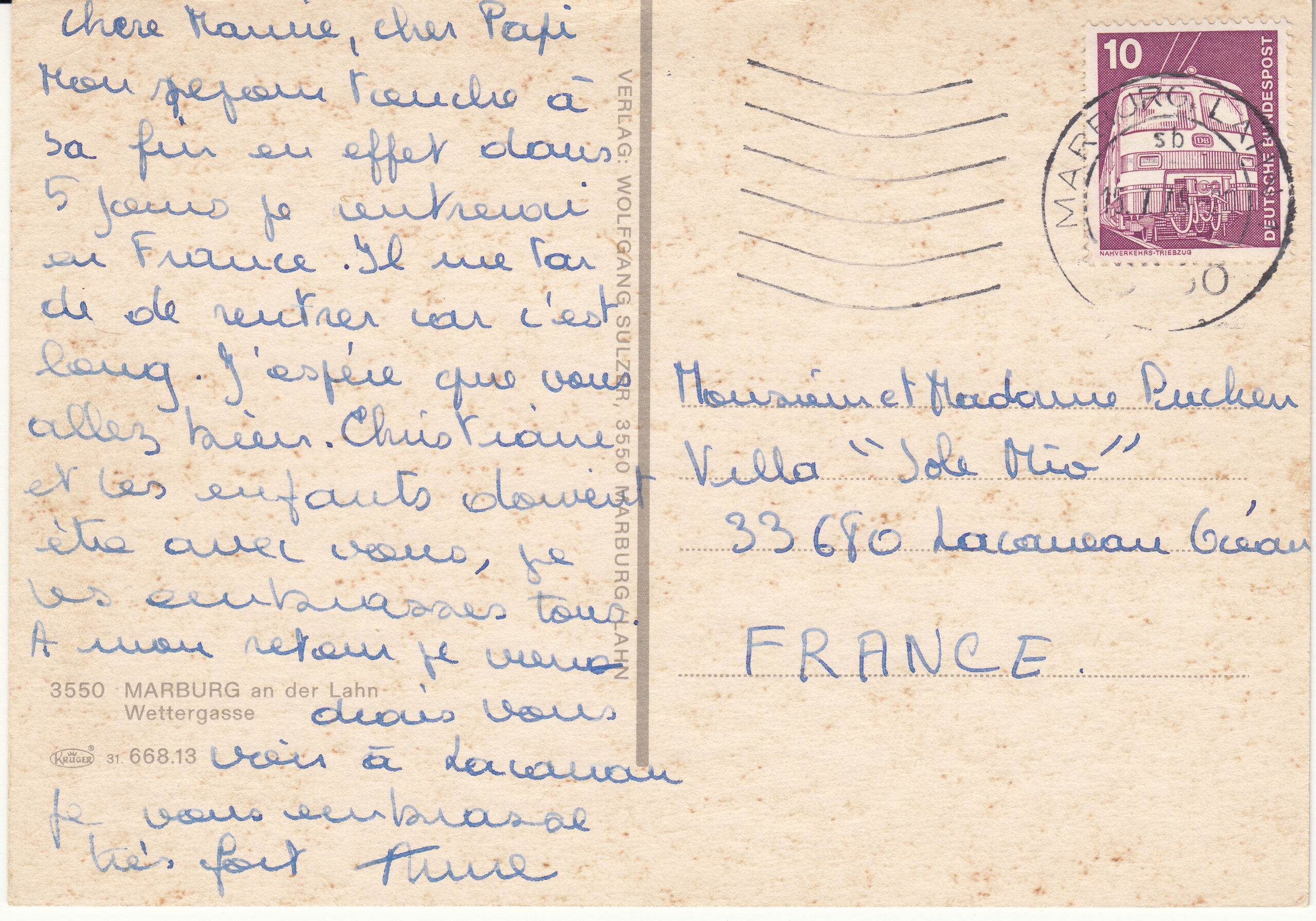 1.668- 13.31 Krüger Postcard Germany Marburg_0001