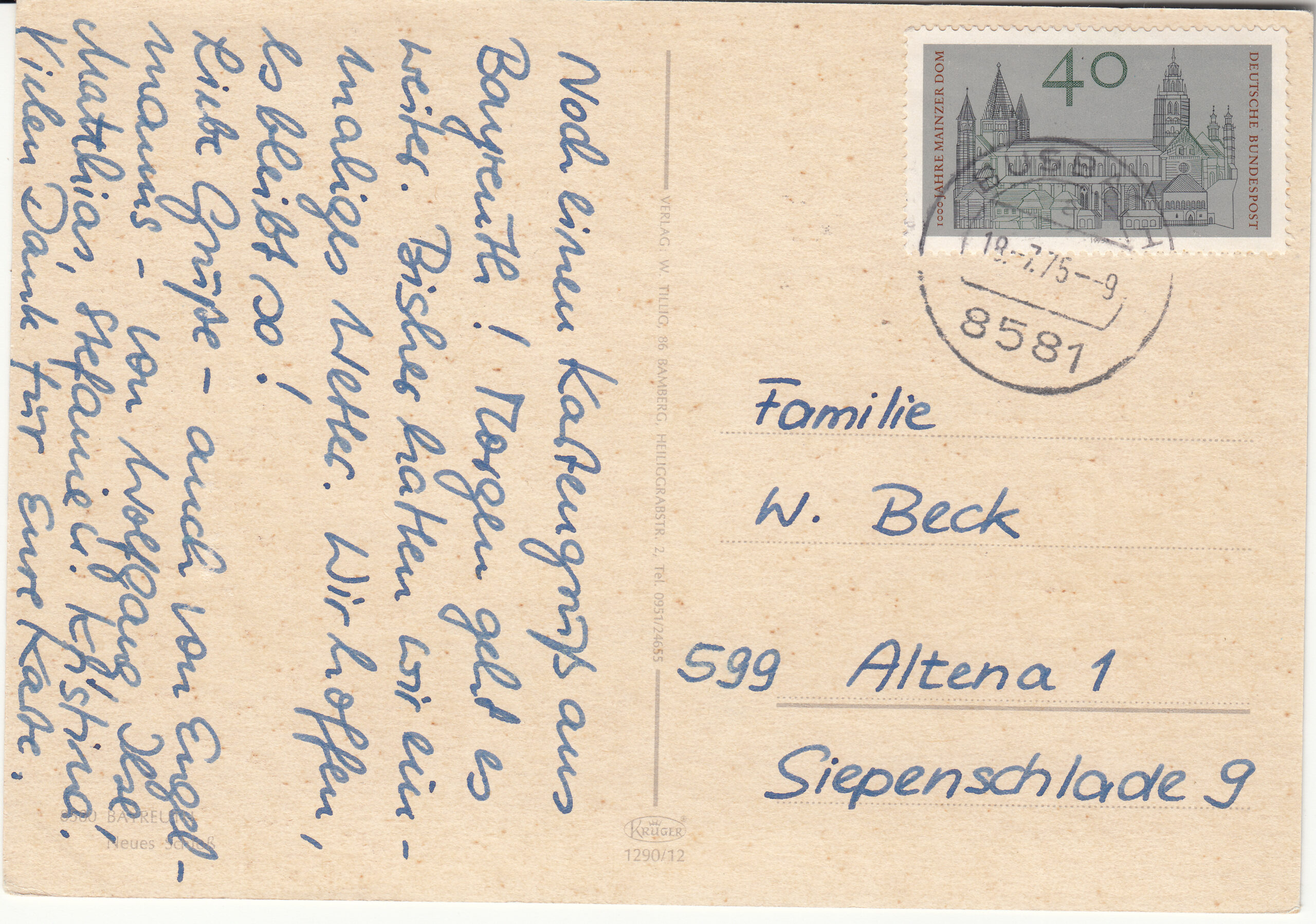 1.290- 12 Kruger Postcard Germany Bayreuth_0001