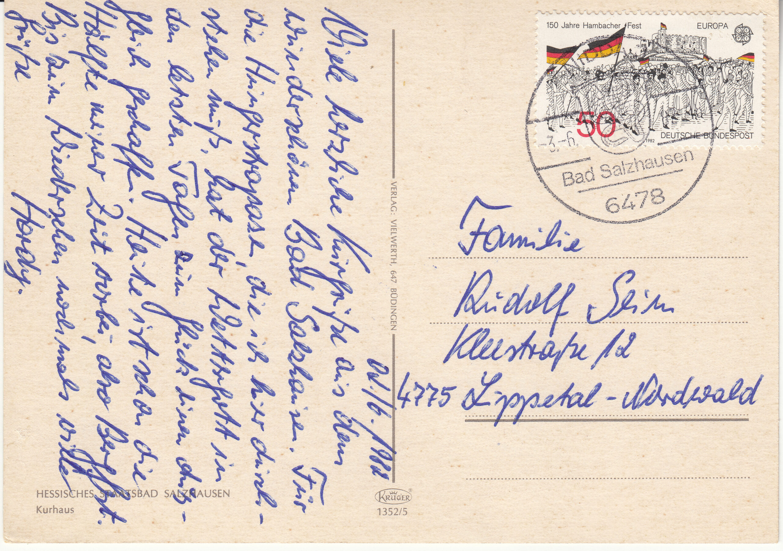 1.352- 5 Krüger Postcard Germany Bad Salzhausen_0001