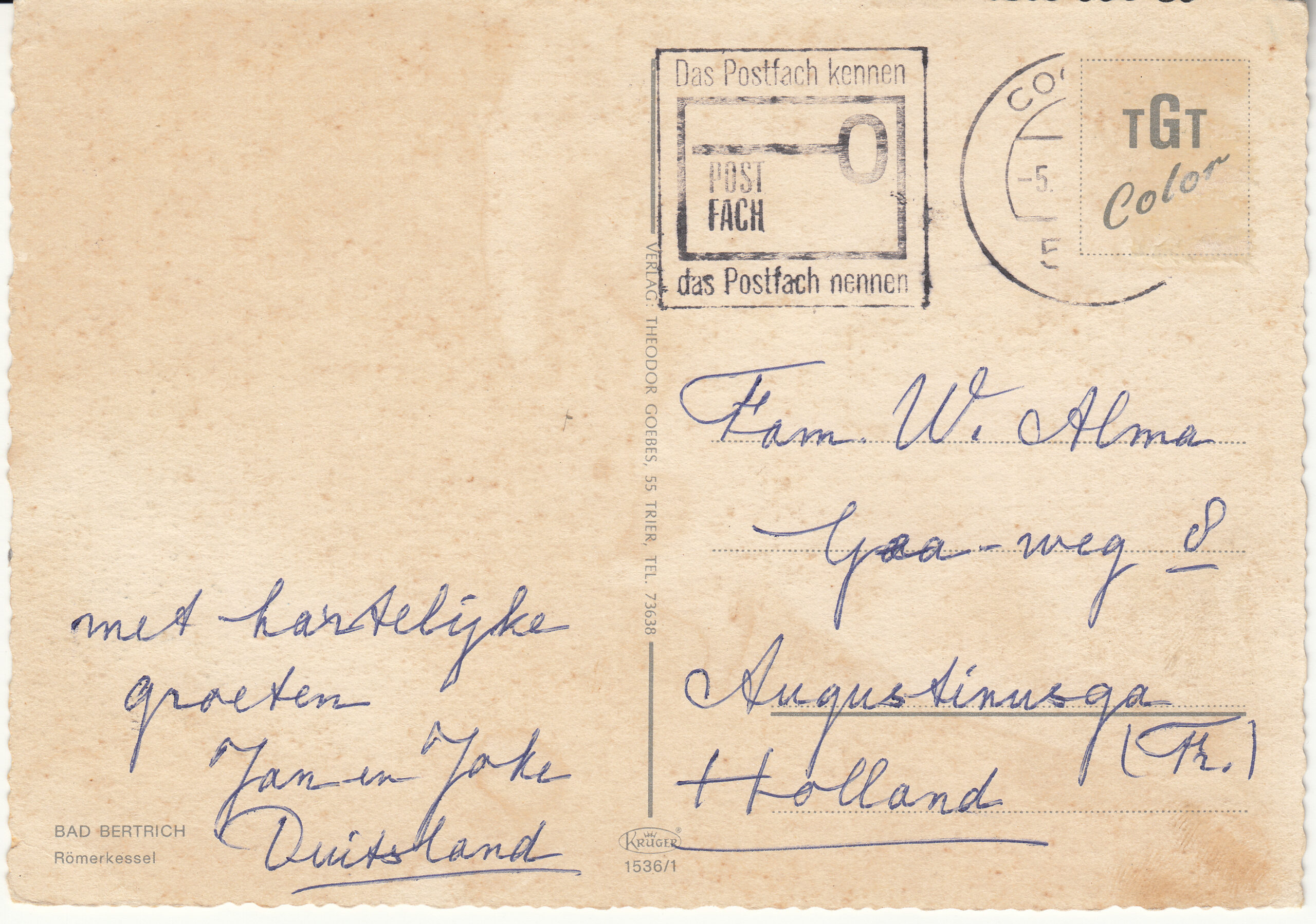 1.536- 1 Krüger Postcard Germany Bad Bertrich_0001
