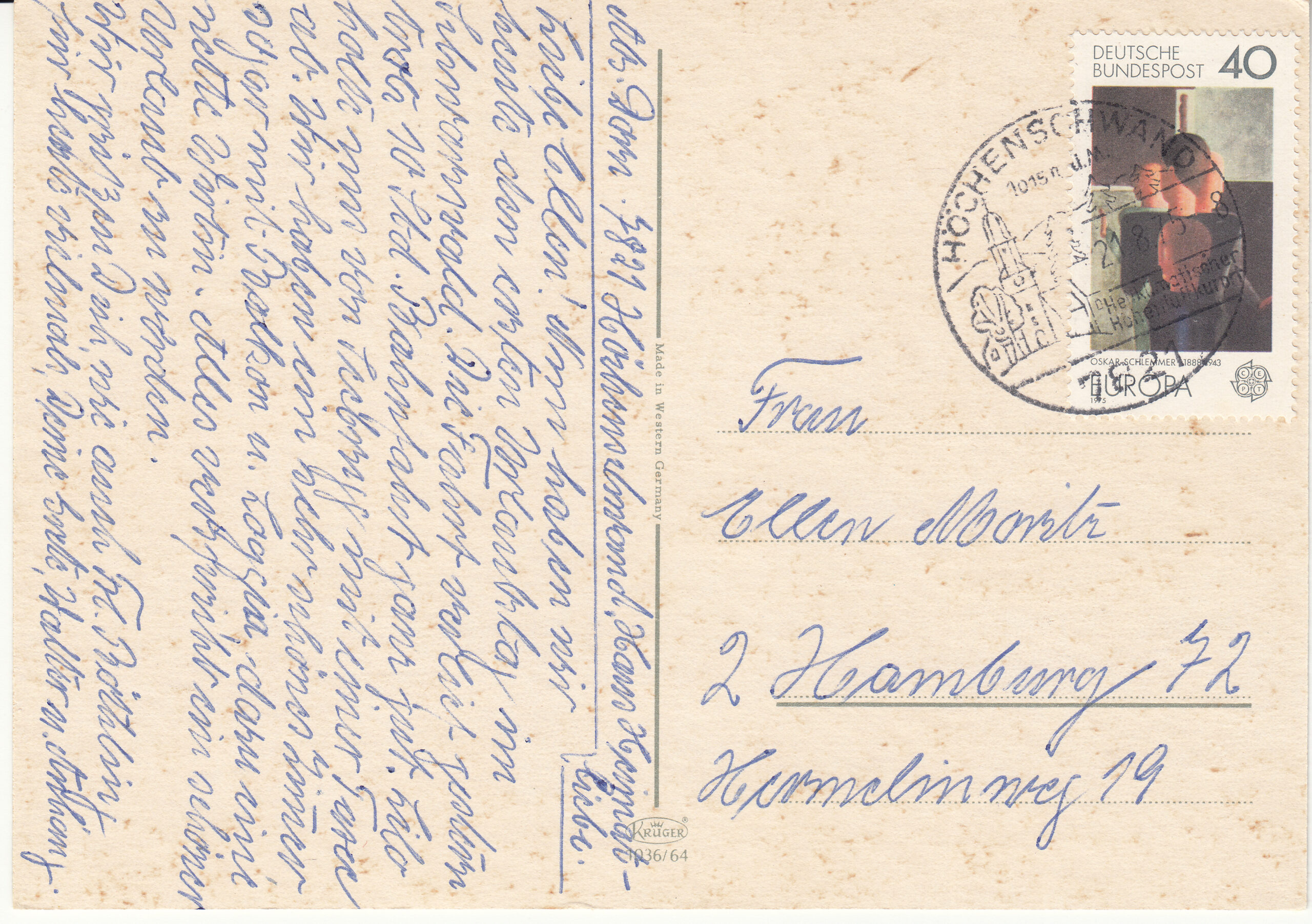 1.036- 64 Krüger Postcard Germany Schwarzwald_0001