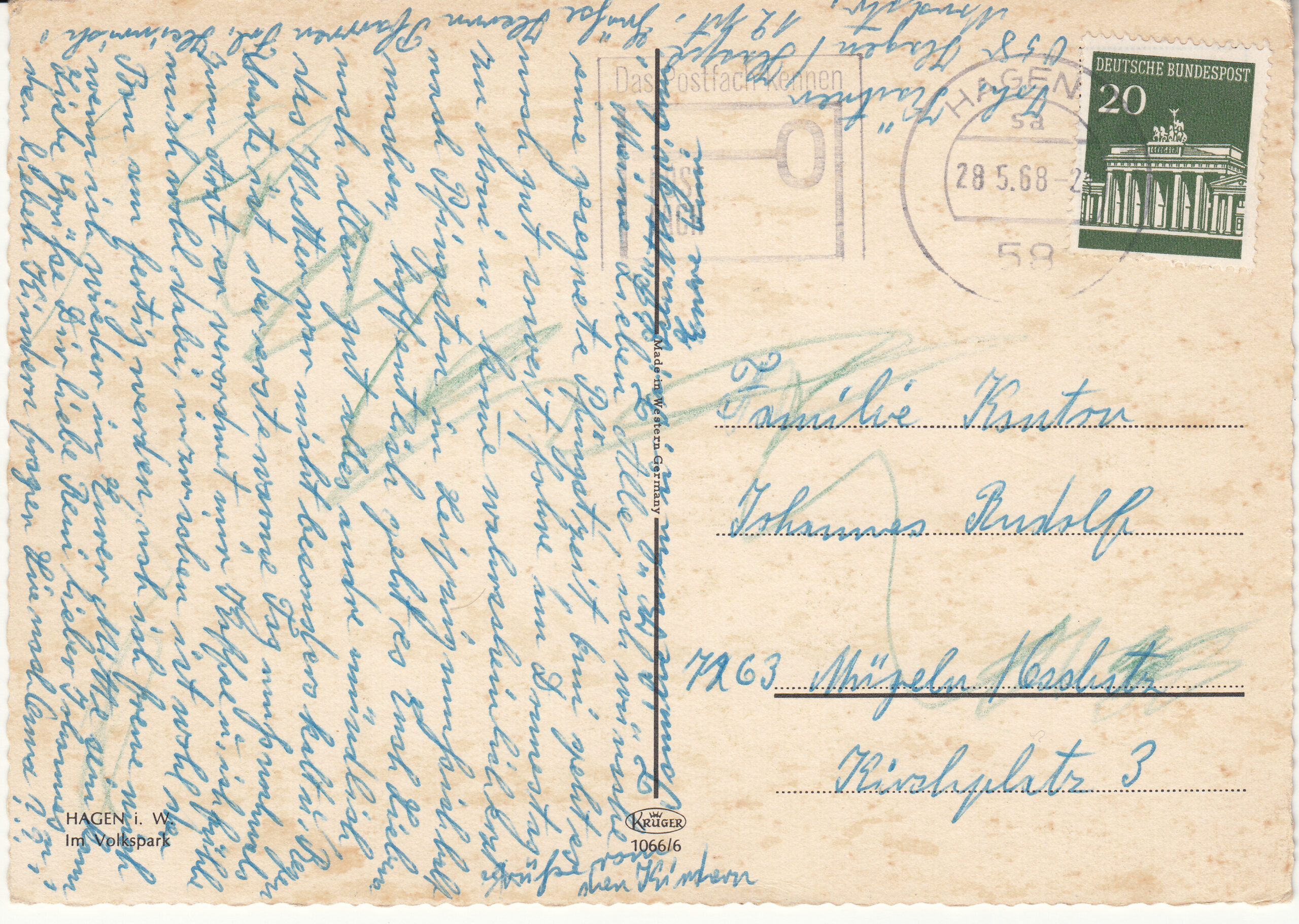 1.066- 6 Krüger Postcard Germany Hagen_0001