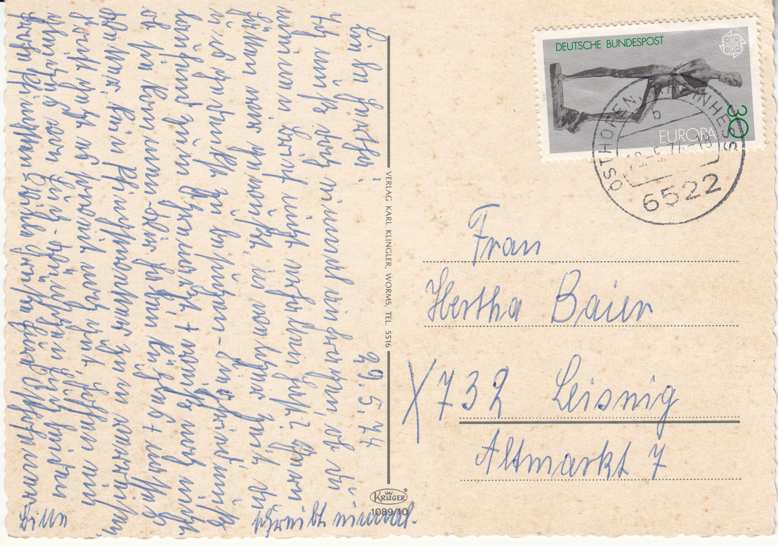 1089- 10 Krüger Postcard Germany Worms am Rhein_0001