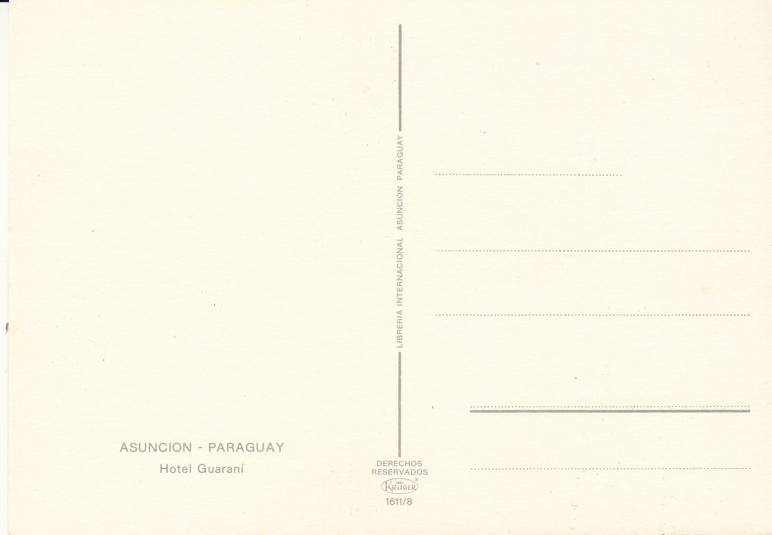 1.611 - 8 Krüger Postcard Paraguay Asuncion_0001