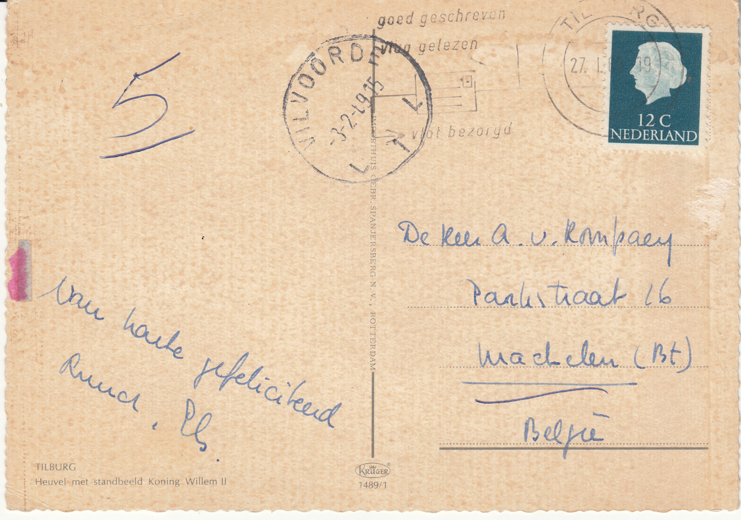 1.489- 1 Krüger Postcard Netherlands-Holland Tilburg_0001
