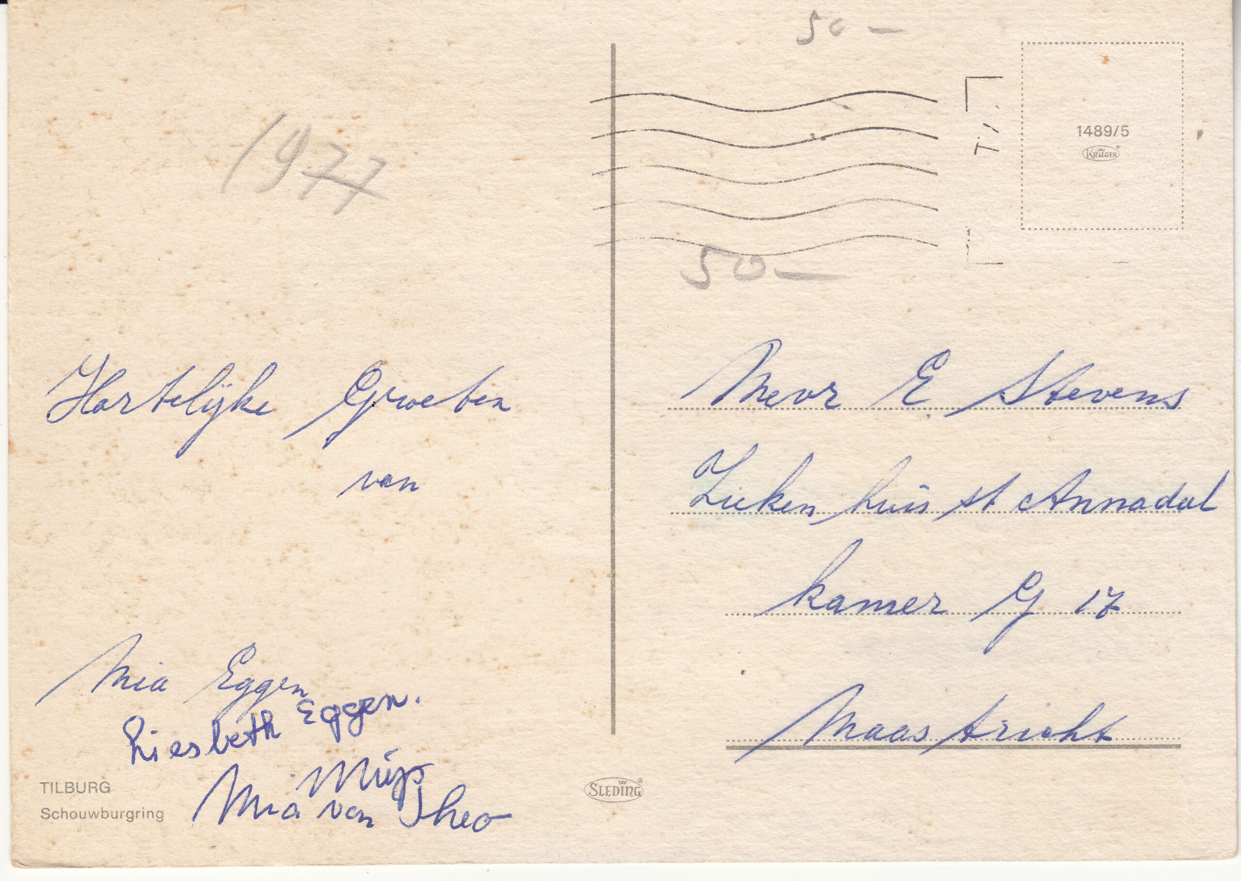 1.489- 5 Krüger Postcard Netherlands-Holland Tilburg_0001