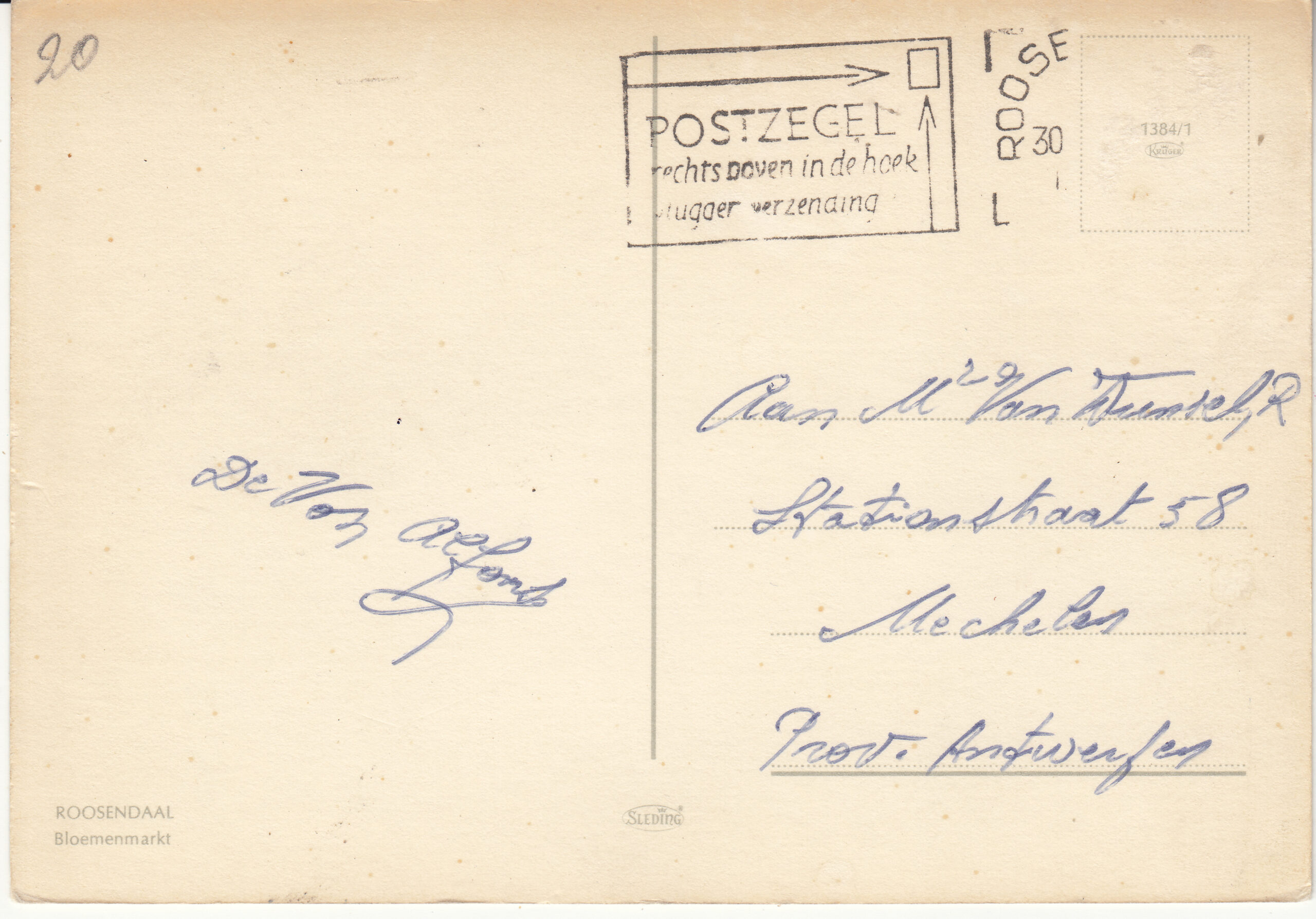 1.384- 1 Krüger Postcard Netherlands-Holland Roosendaal2_0001