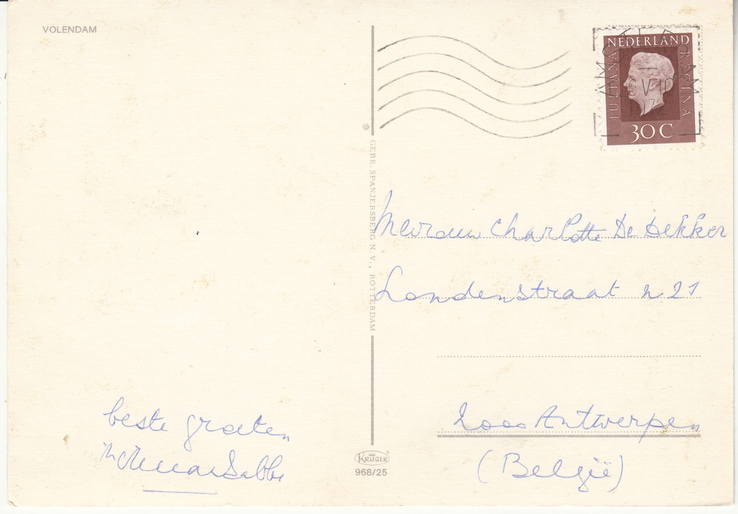 0.968- 25 Krüger Postcard Netherlands-Holland Volendam_0001