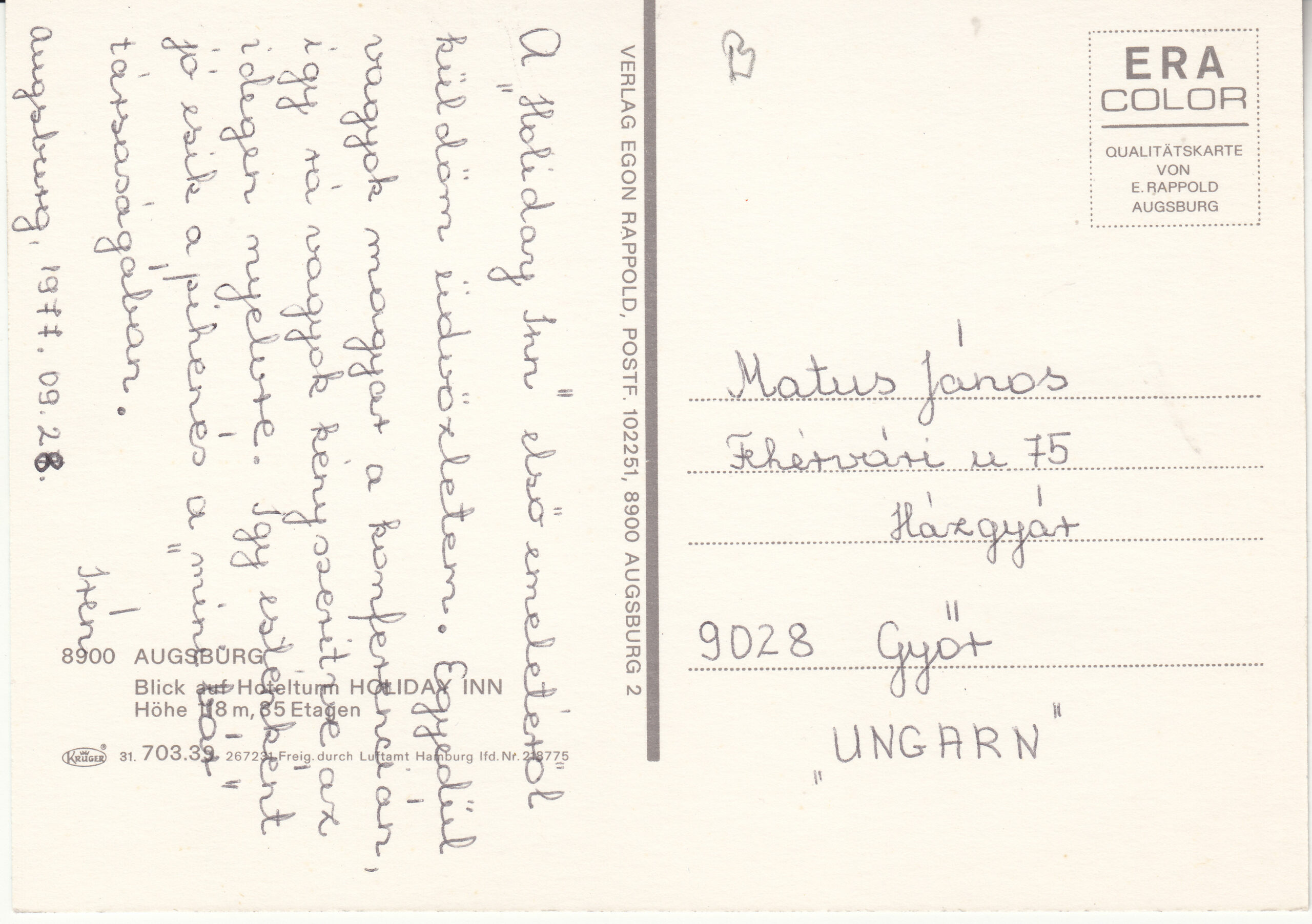 0.703- 39.31 Krüger Postcard Germany Augsburg_0001
