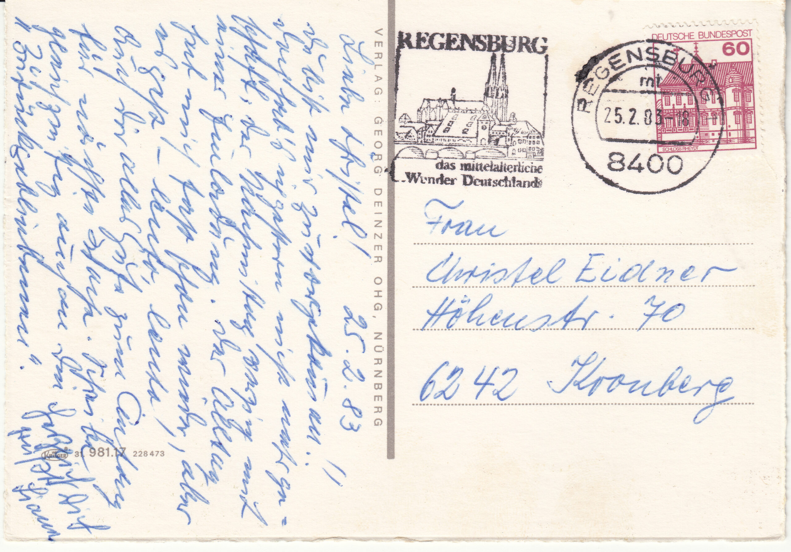 0.981- 17.31 Krüger Postcard Germany Regensburg_0001