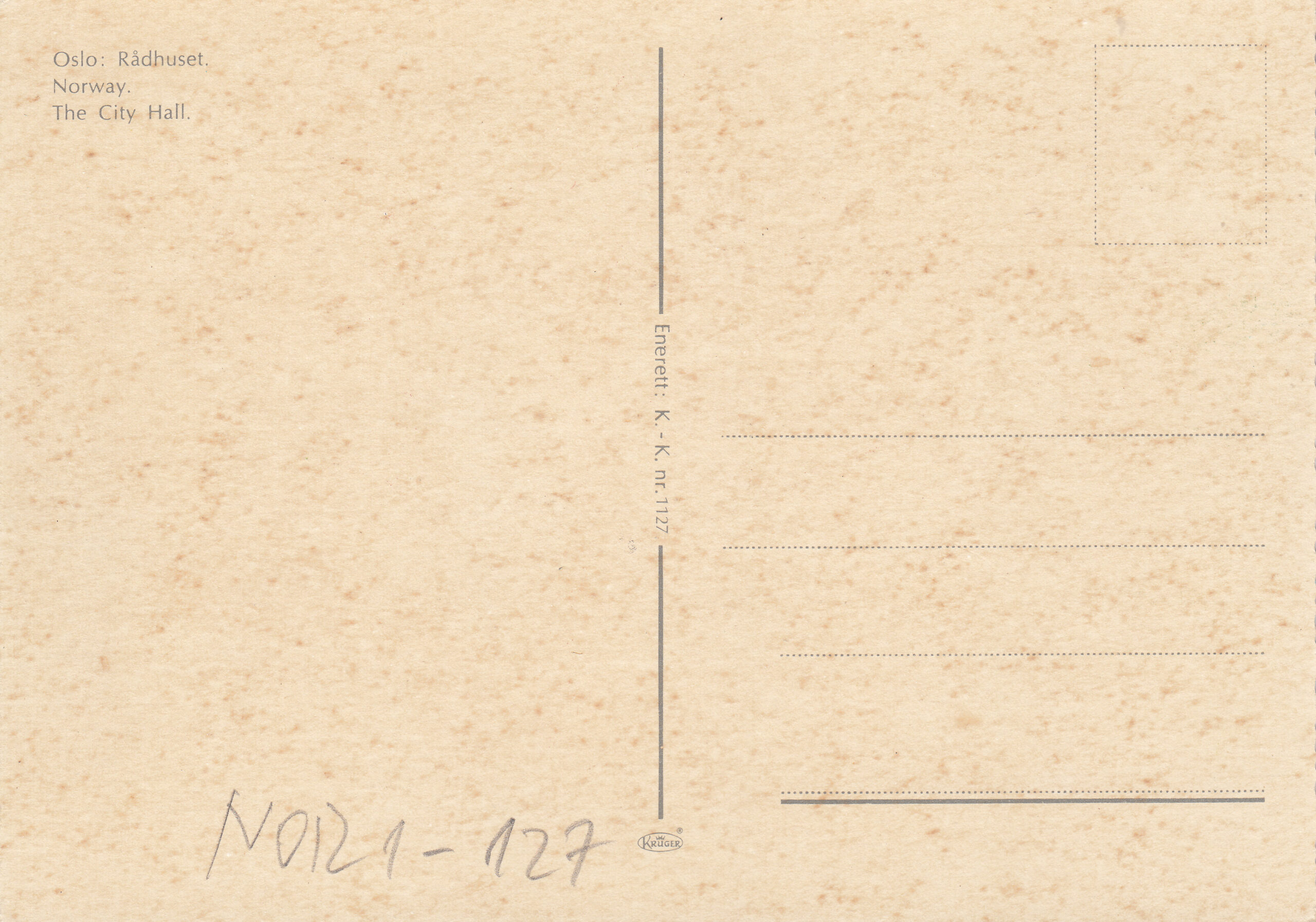 NOR1-127 Krüger Postcard Norway Oslo_0001