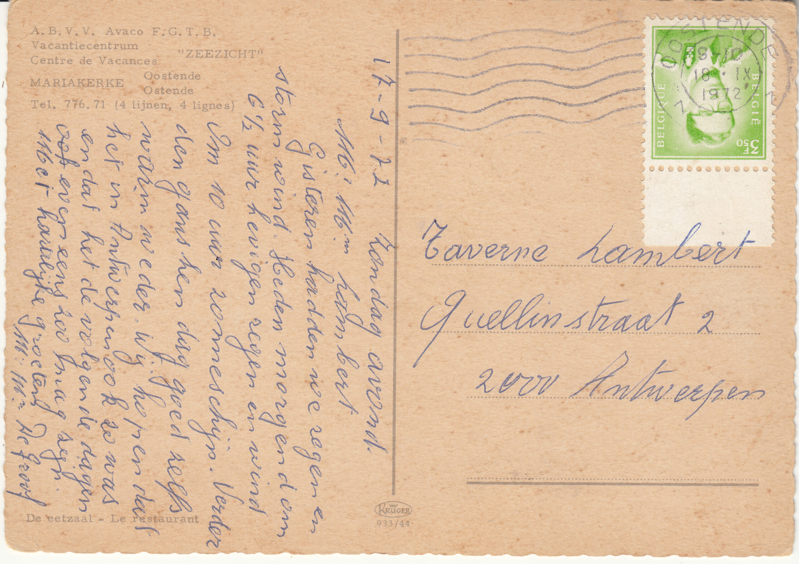 0.933- 44 Krüger Postcard Belgium Ostende_0001