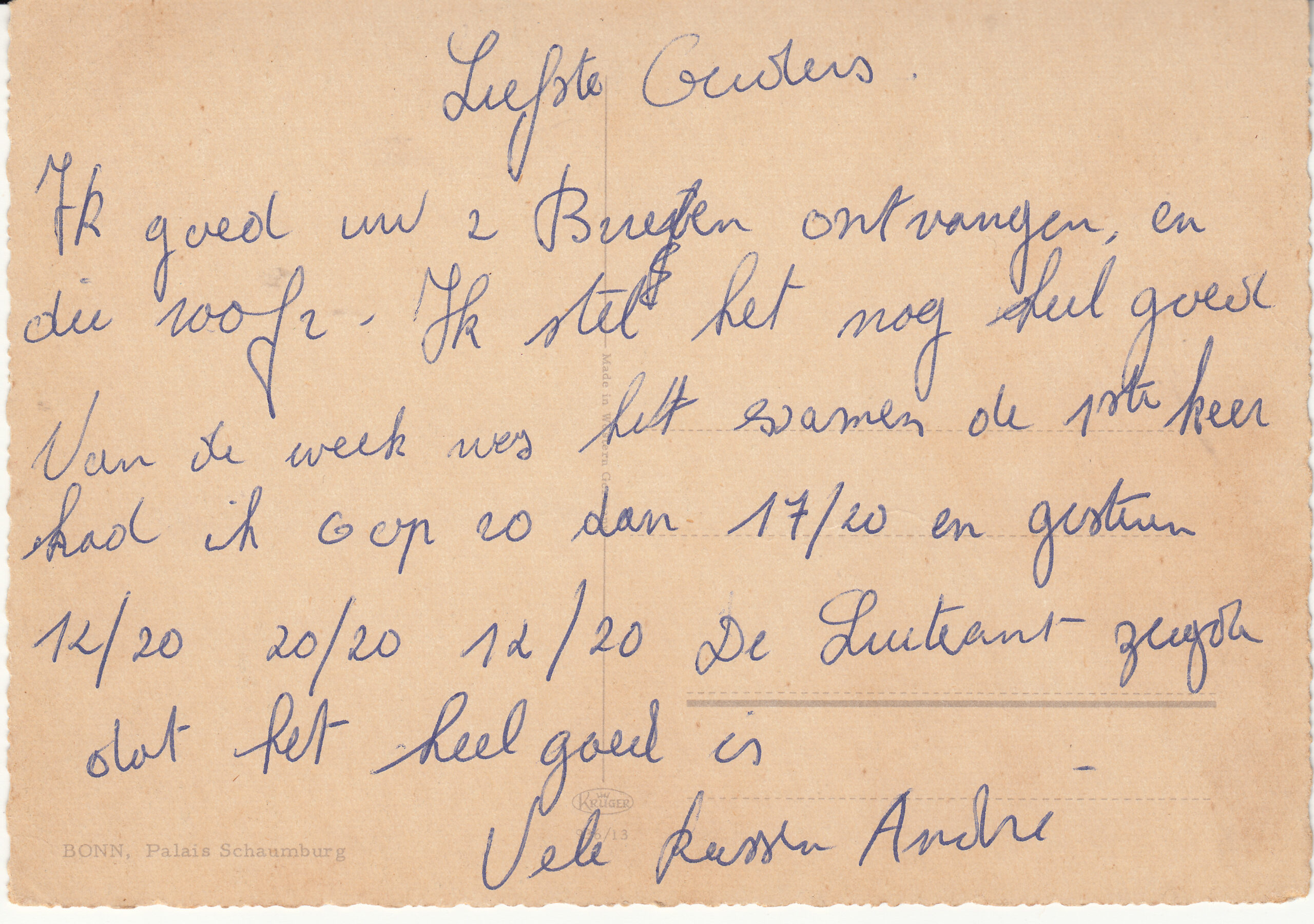 0.936- 13 Krüger Postcard Germany Rhein Bonn_0001