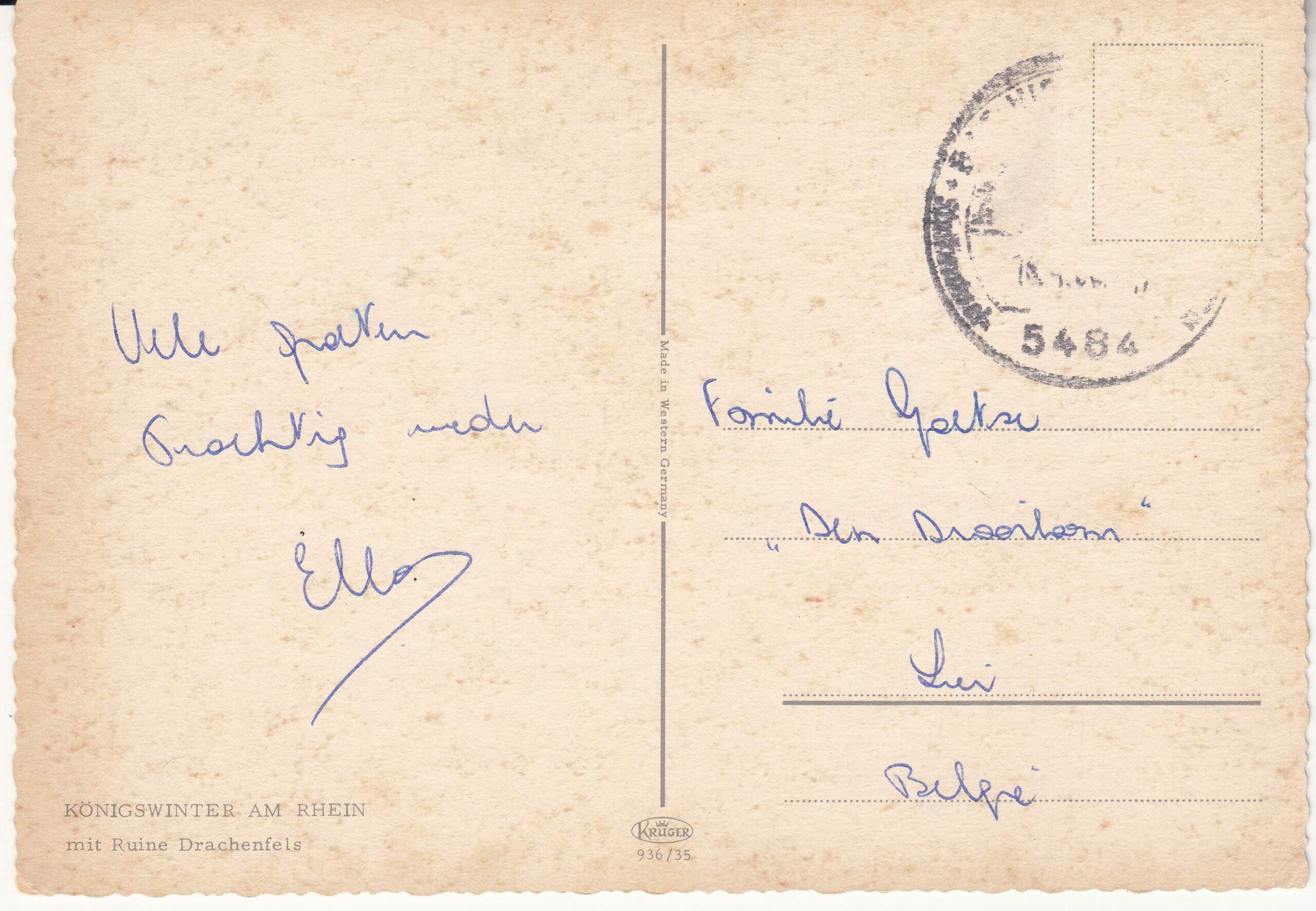 0.936- 35 Krüger Postcard Germany Königswinter am Rhein_0001