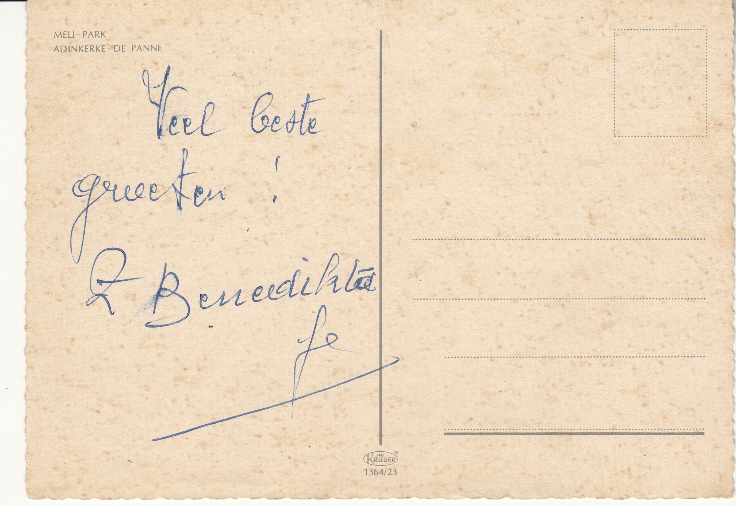 1.364- 23 Krüger Postcard Belgium Adinkerke-La Panne_0001
