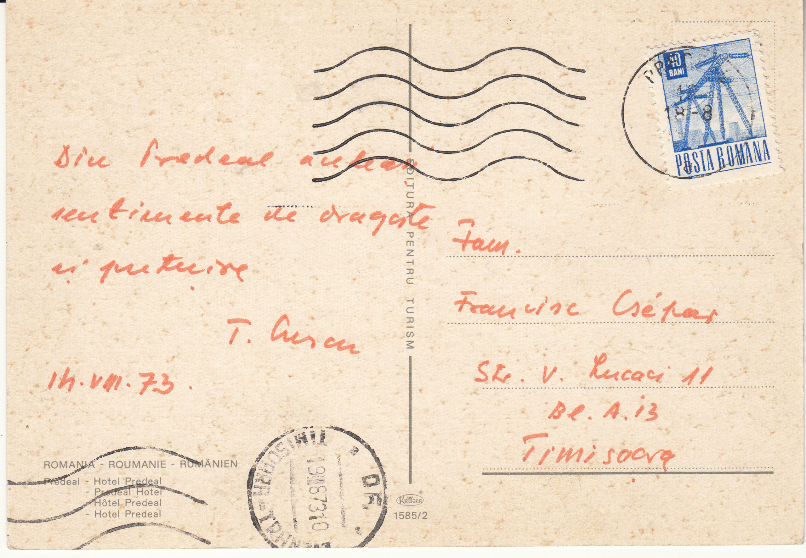 1.585- 2 Krüger Postcard Romania Predeal ET_0001