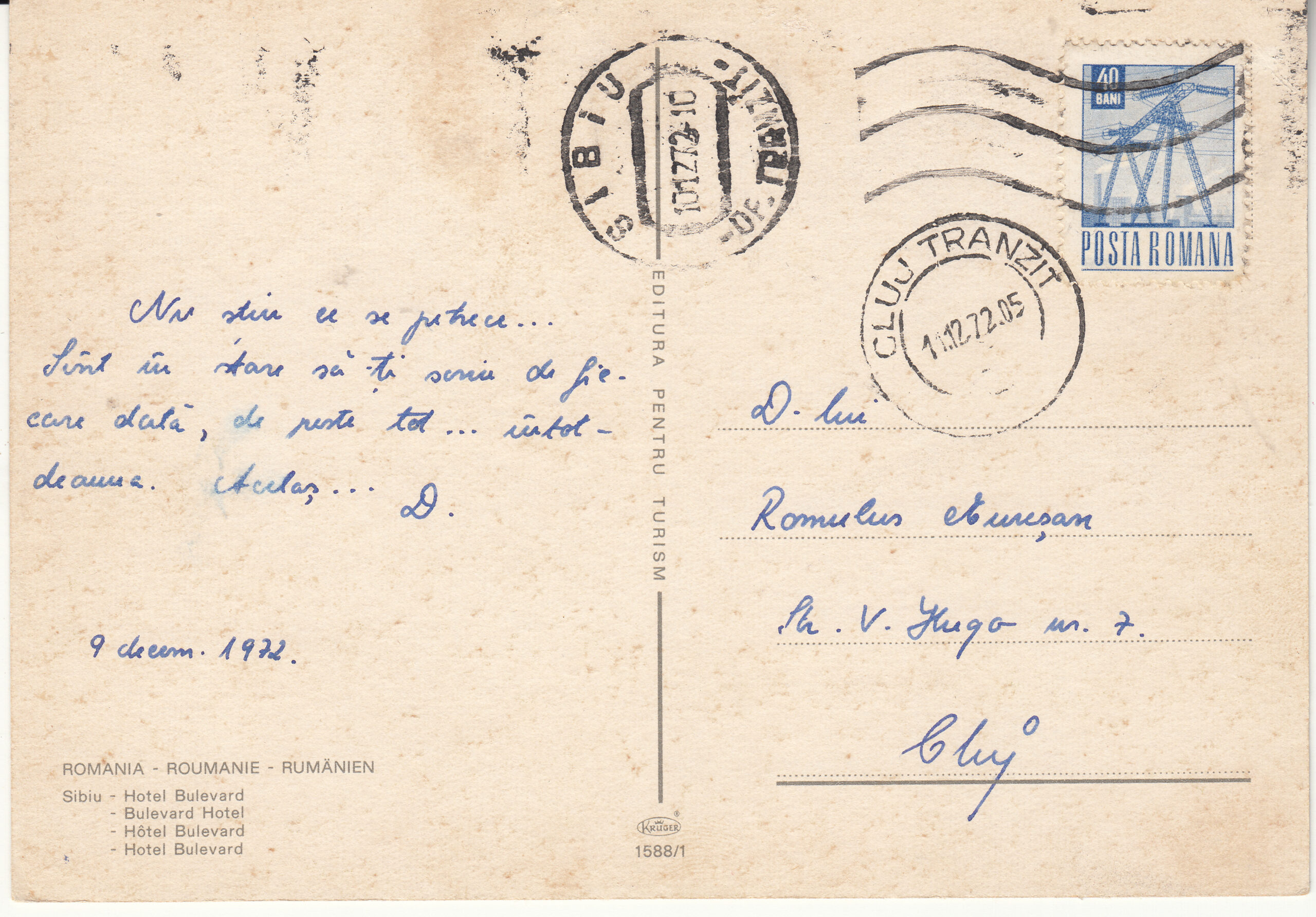 1.588- 1 Krüger Postcard Romania Sibiu ET_0001