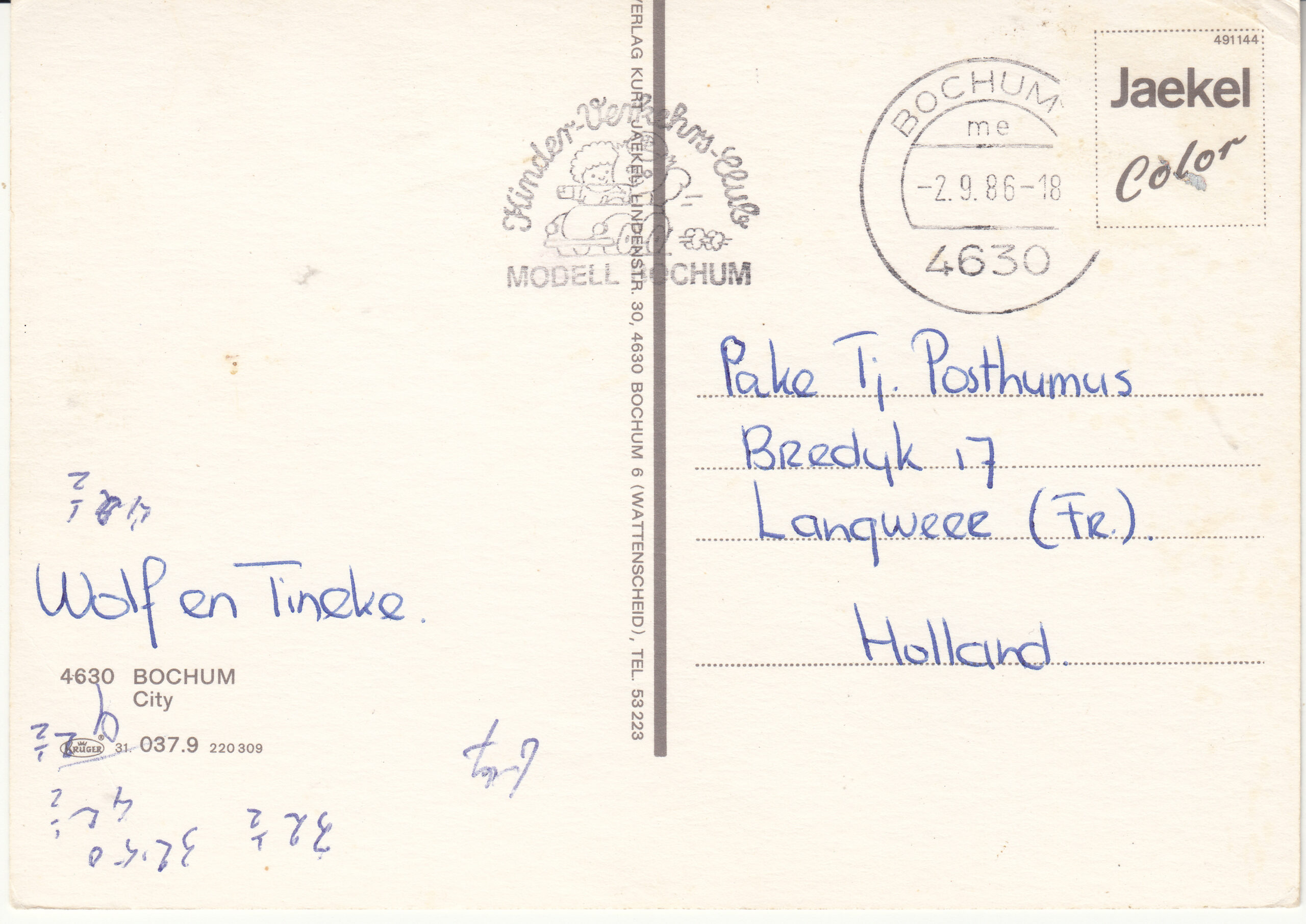 1.037- 9.31 Krüger Postcard Germany Bochum_0001