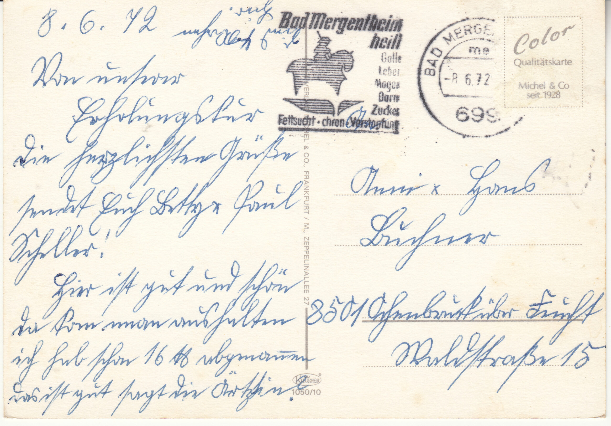 1.050- 10 Krüger Postcard Germany Bad Mergentheim_0001