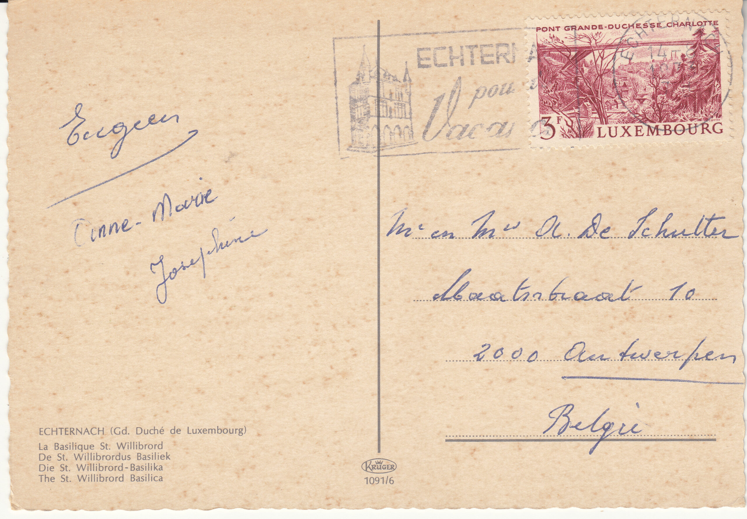 1.091- 6 Krüger Postcard Luxembourg Echternach_0001