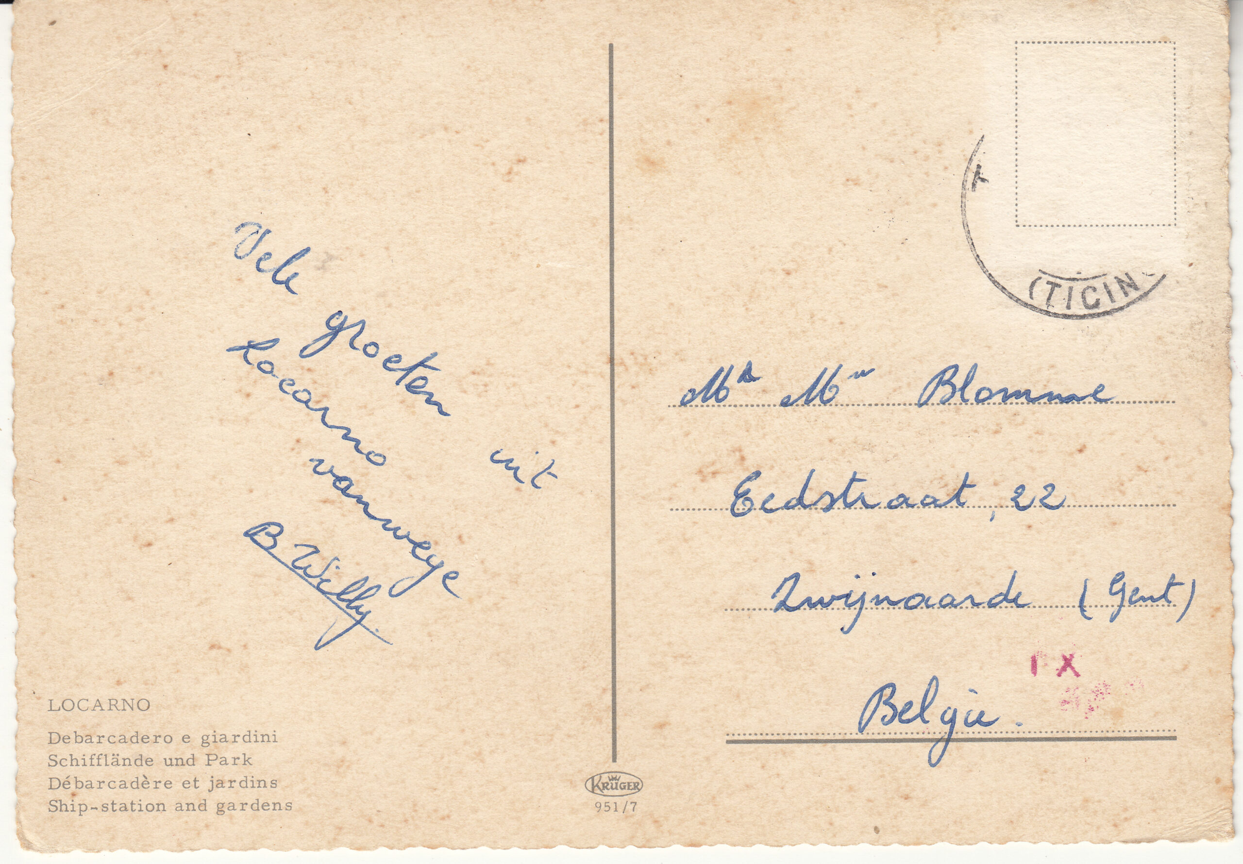 0.951- 7 Krüger Postcard Switzerland Locarno_0001