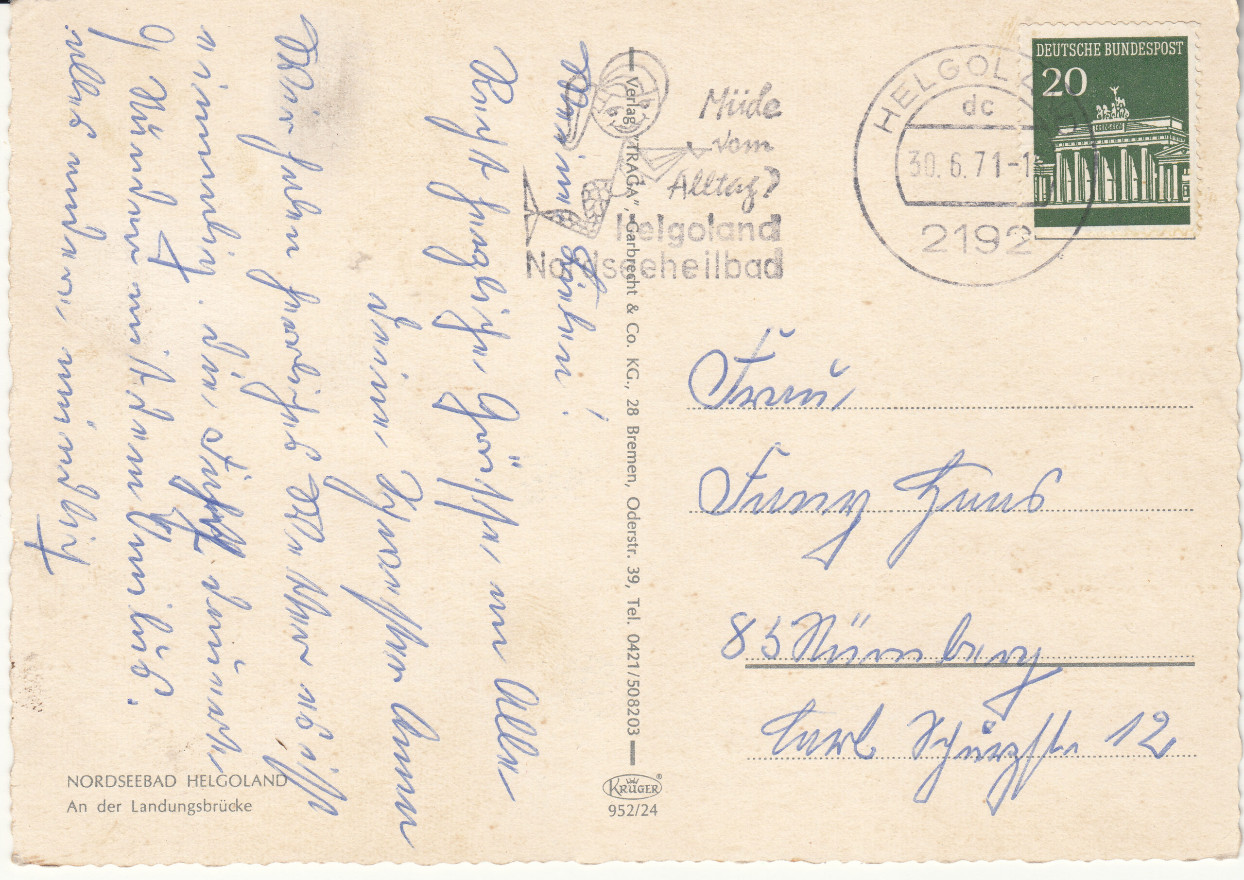 0.952- 24 Krüger Postcard Germany Hergoland_0001