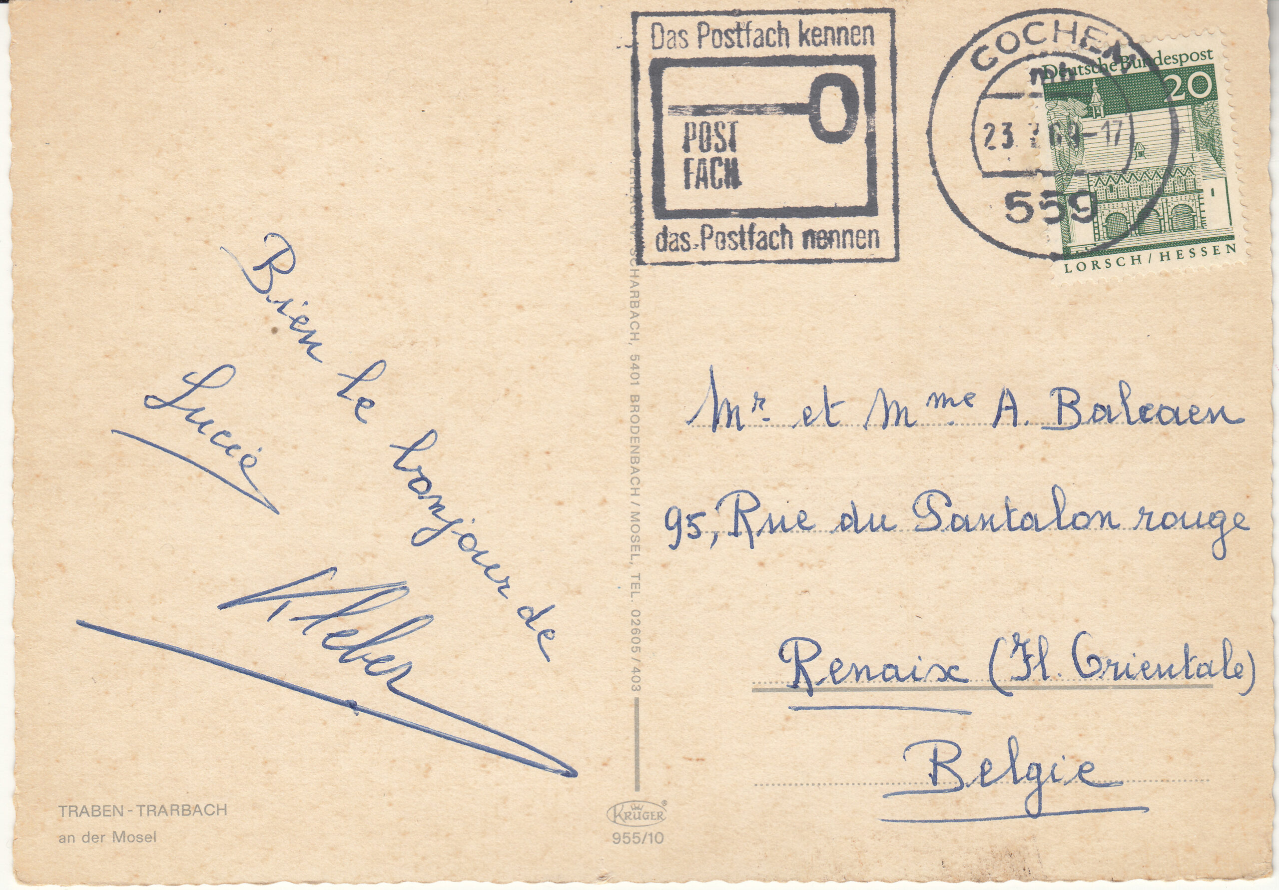 0.955- 10 Krüger Postcard Germany Mosel Traben-Trabach_0001