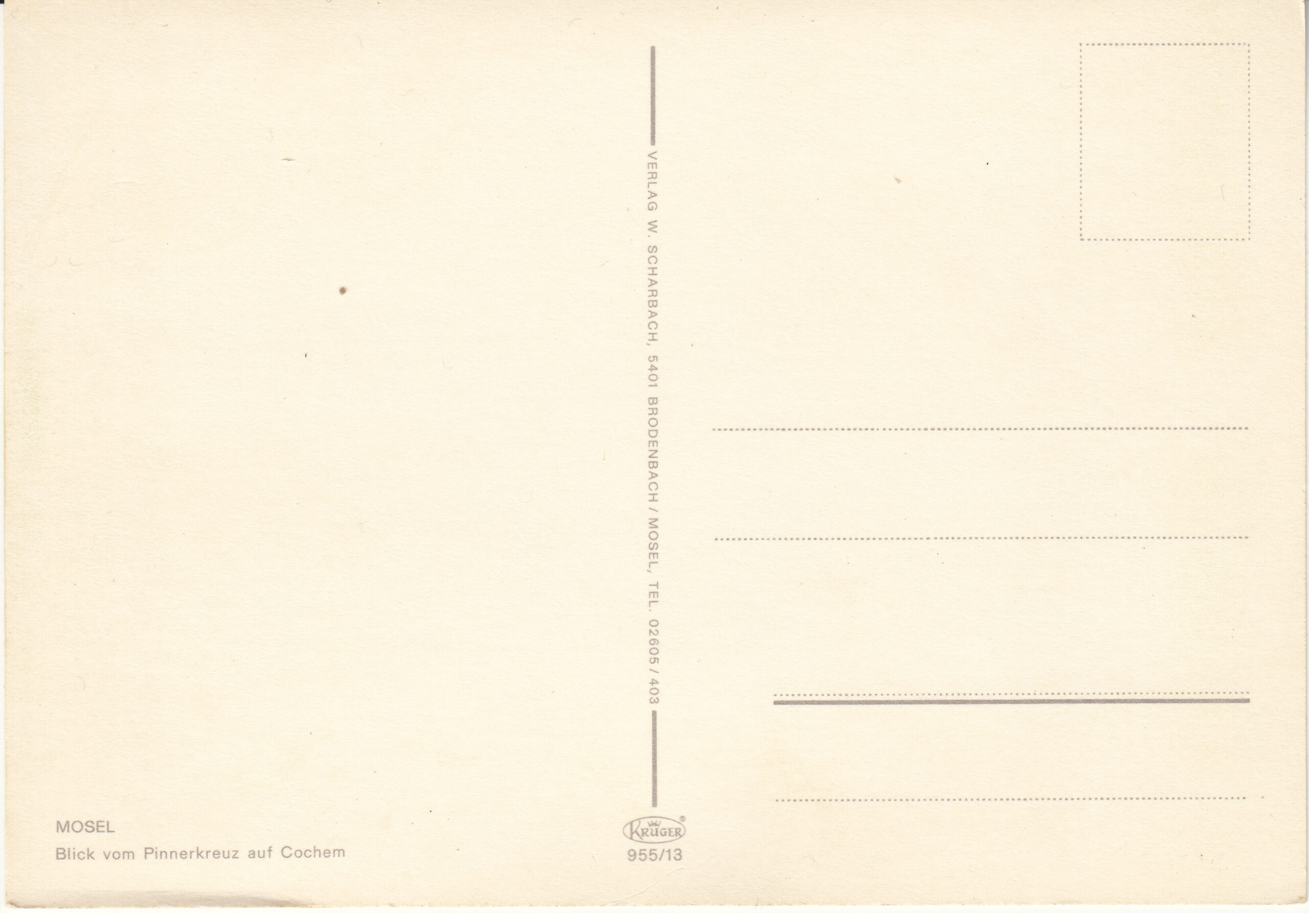0.955- 13 Krüger Postcard Germany Mosel_0001