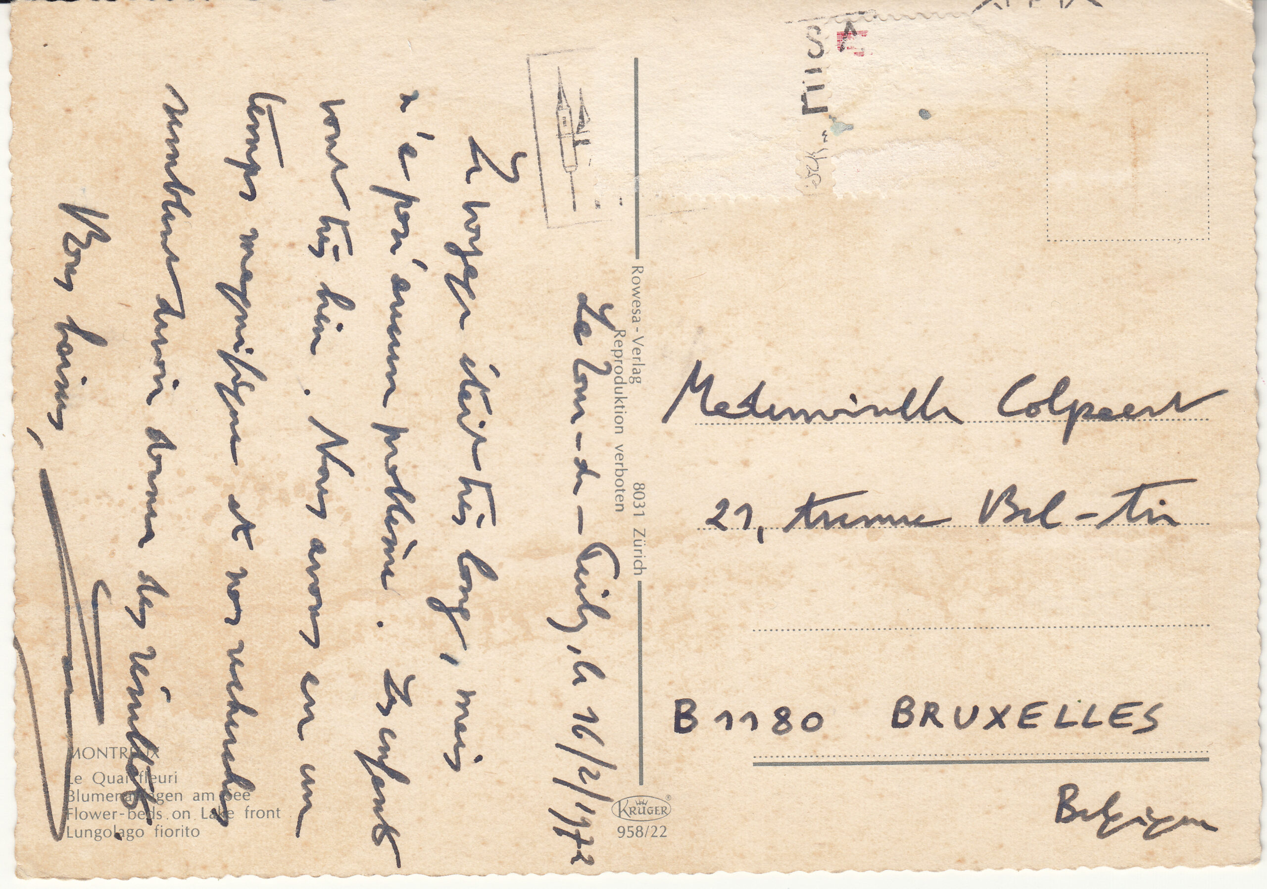 0.958- 22 Kruger Postcard Switzerland Montreux_0001